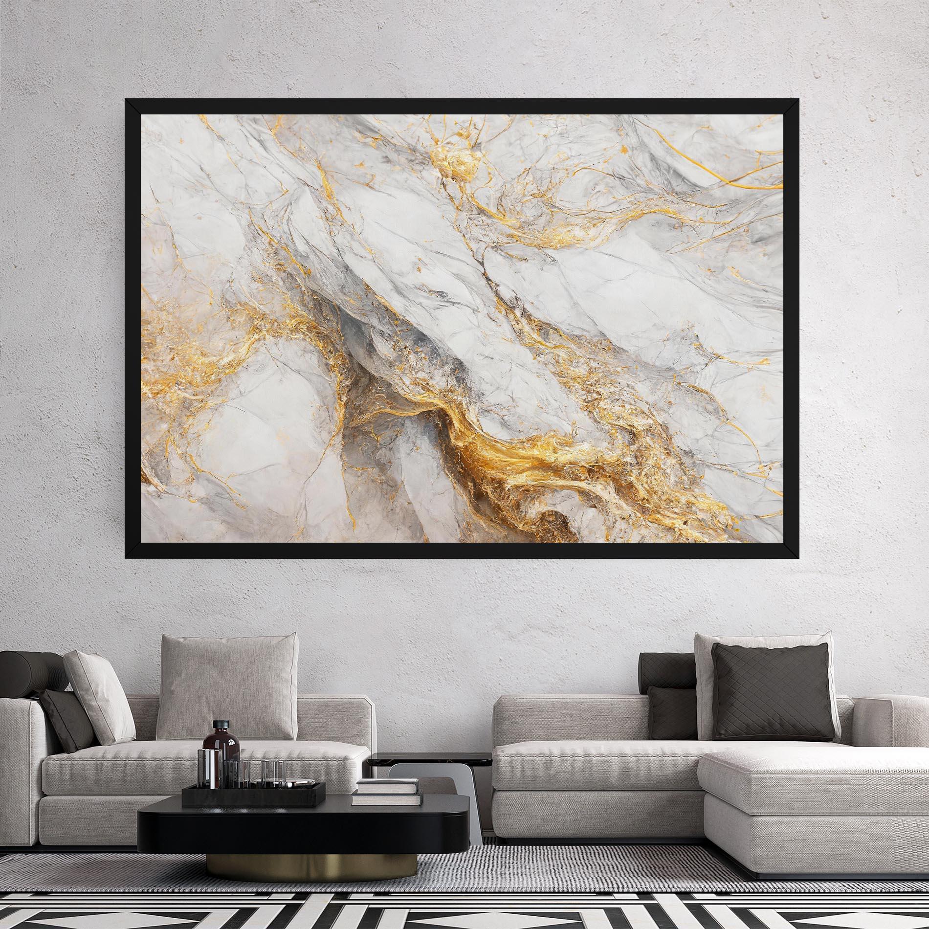 Картина на платно Gold Liquid Grey Marble mockup 2
