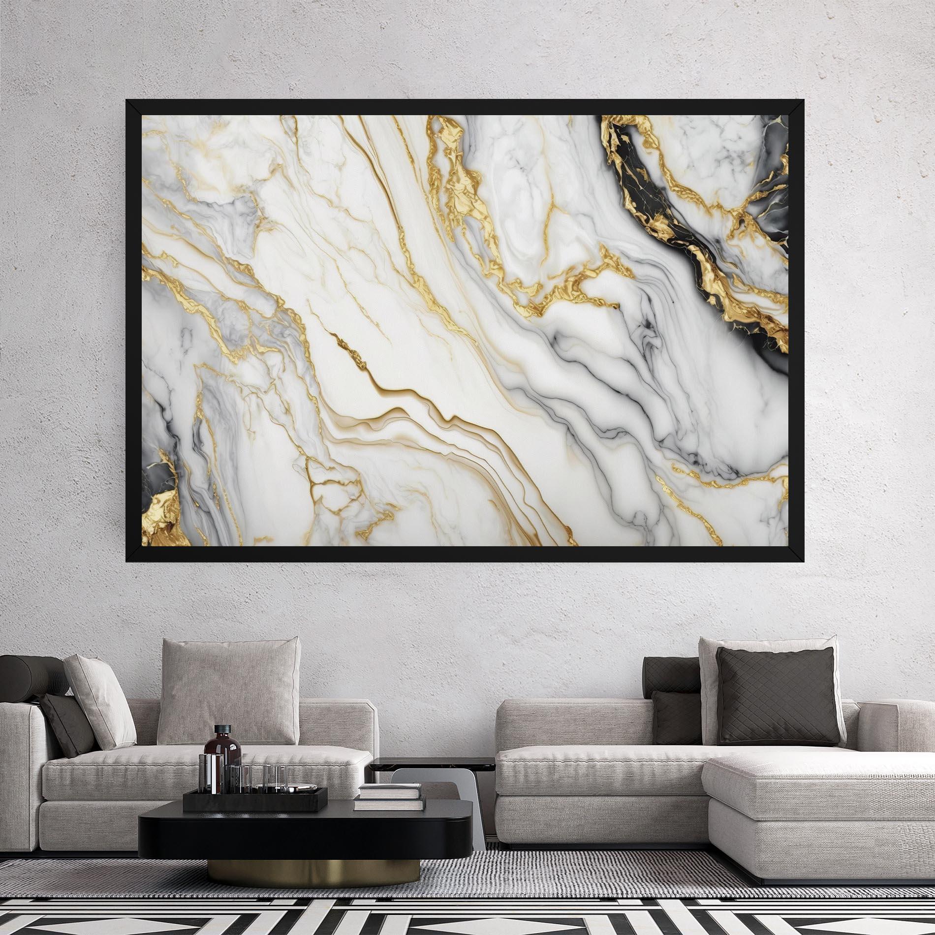 Картина на платно White Golden Marble mockup 2