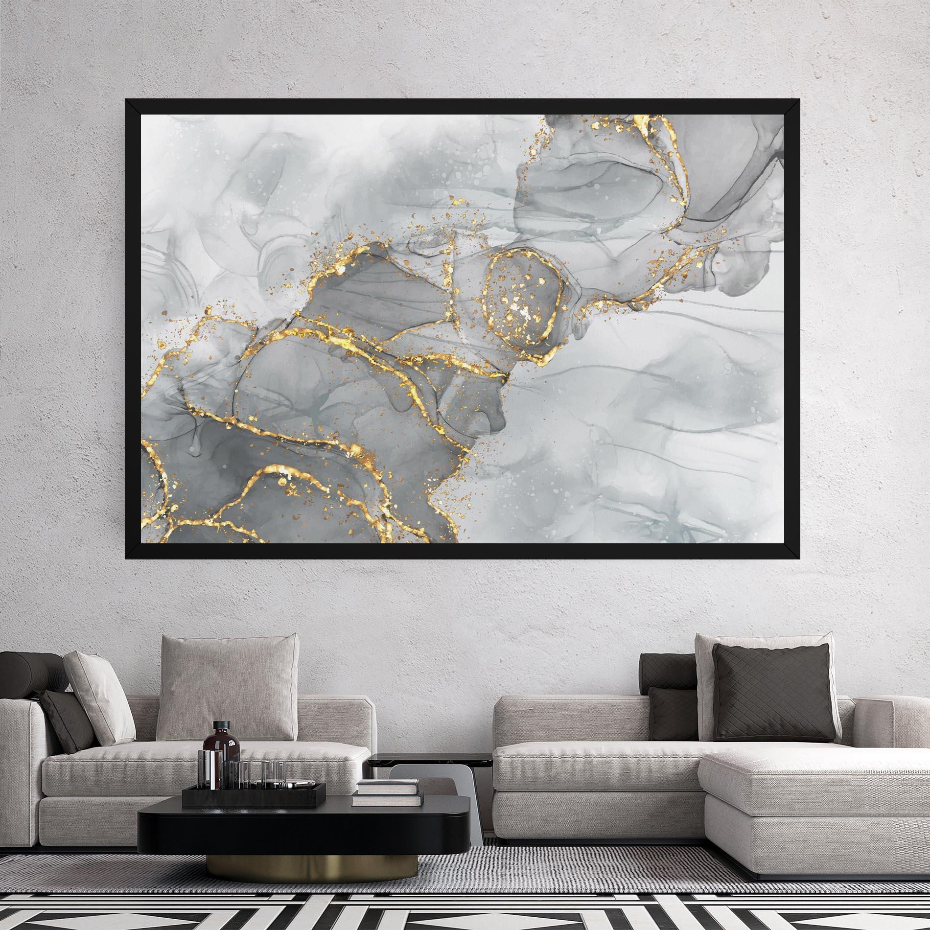 Картина на платно White Ink Marble mockup 2