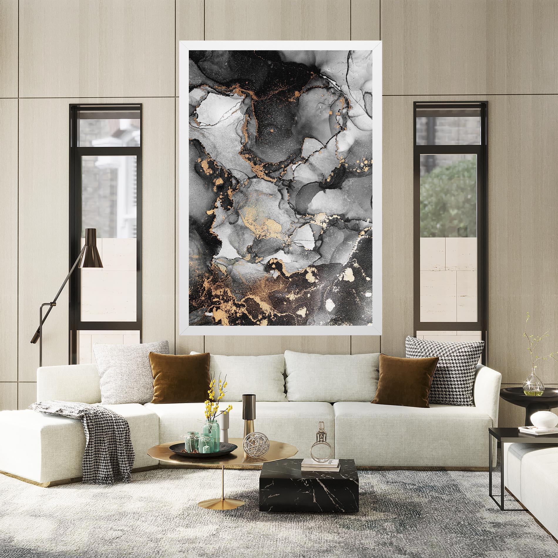 Картина на платно Grey Gold Marble mockup 2