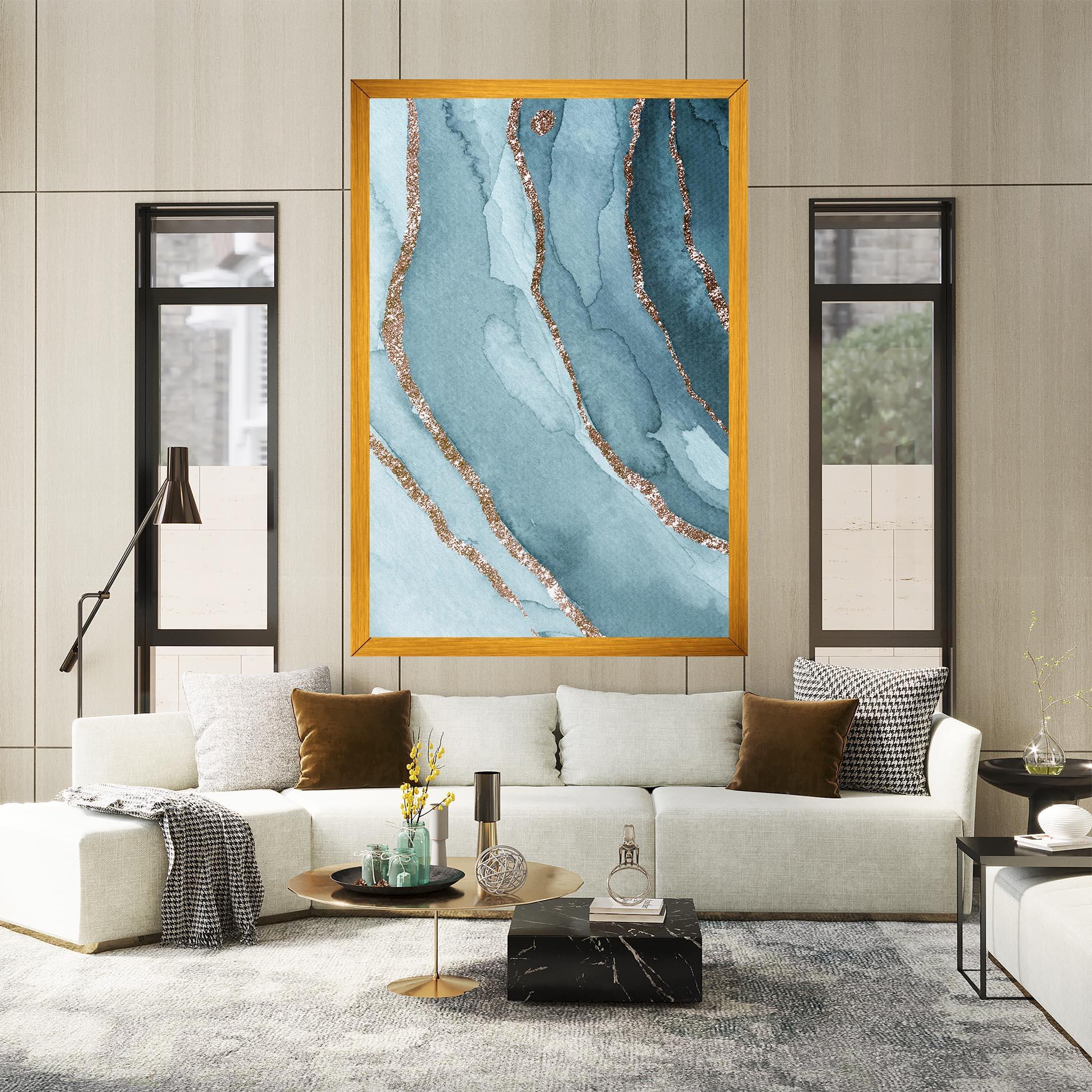 Картина на платно Blue Golden Glitter mockup 2