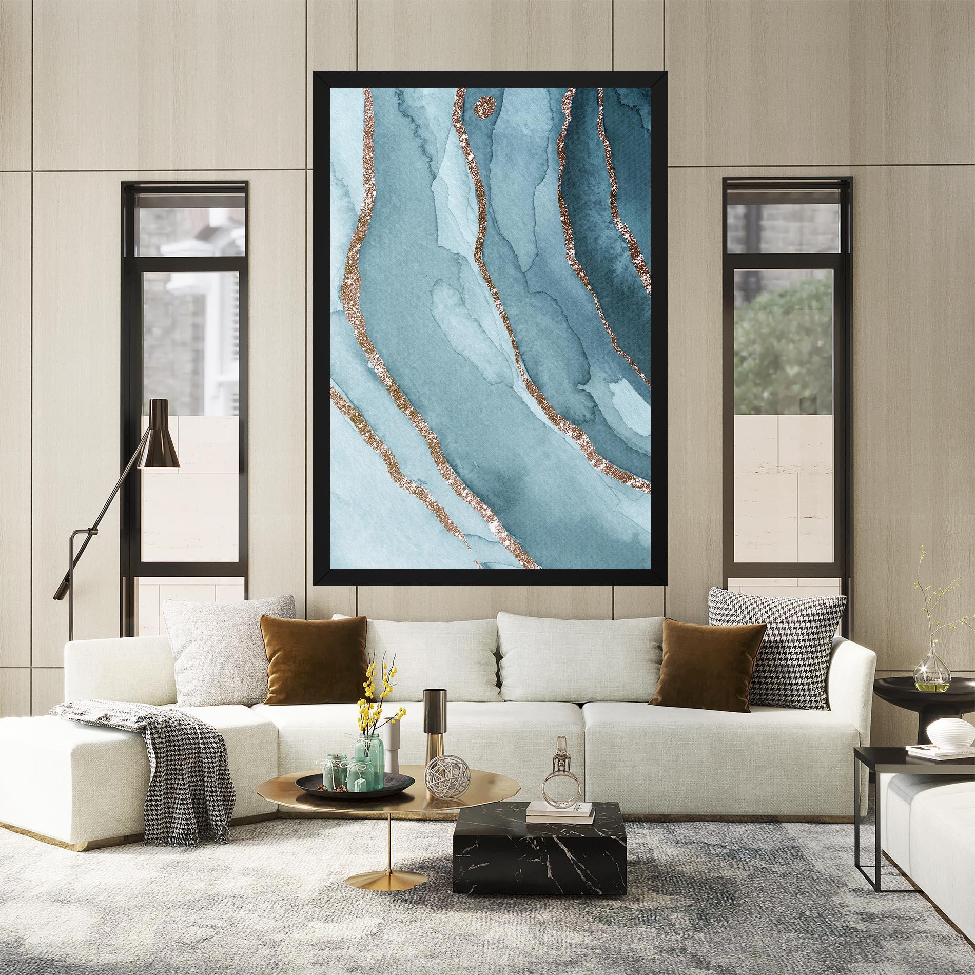 Картина на платно Blue Golden Glitter mockup 2