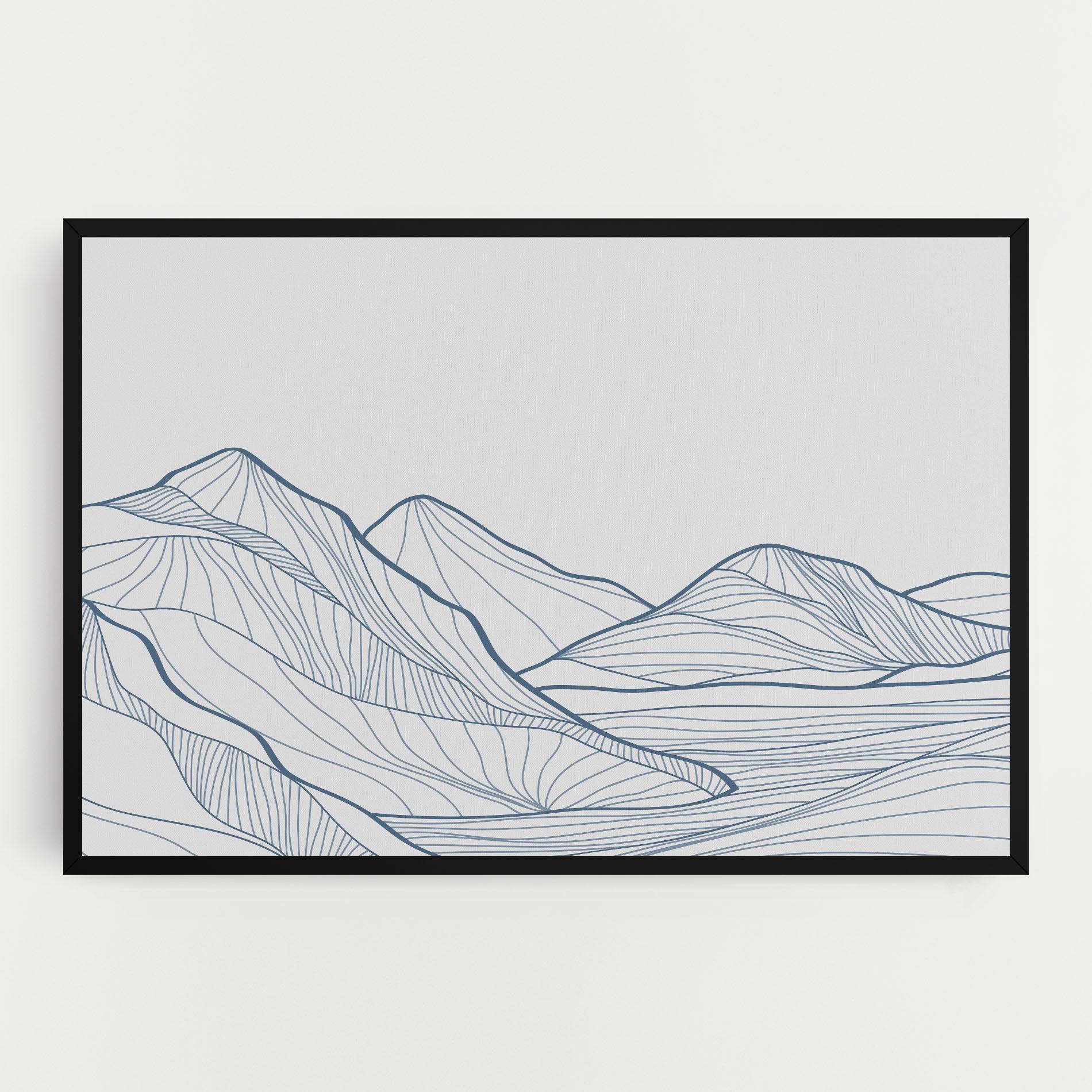 Картина на платно Mountain Blue Line mockup 0
