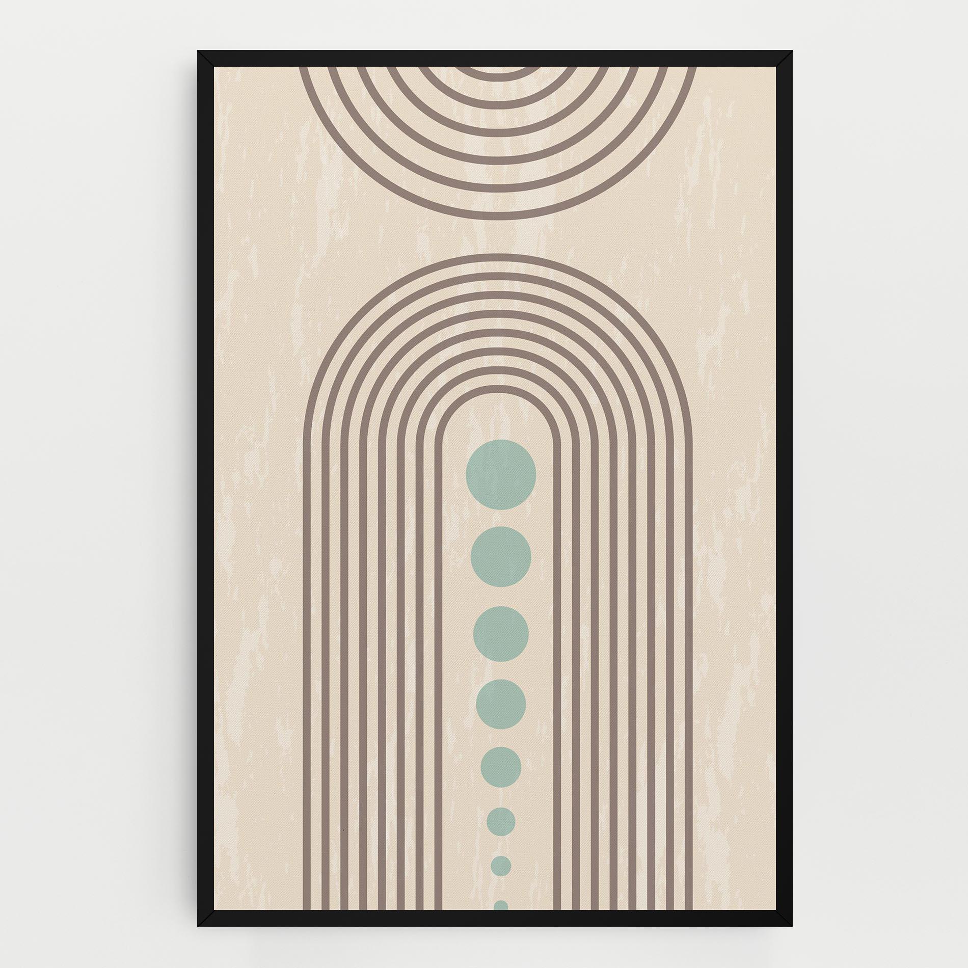 Картина на платно Cream Blue Circles mockup 0