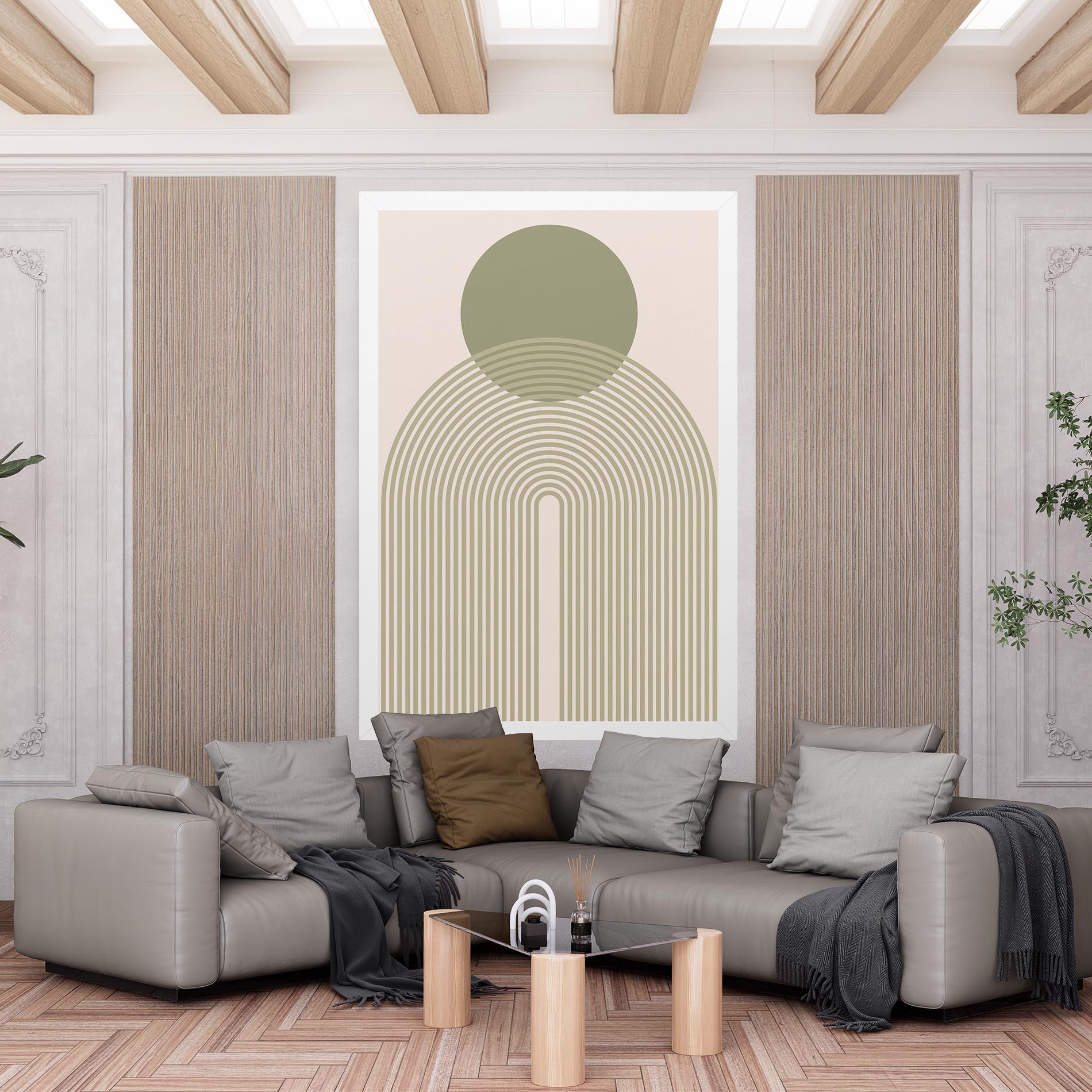 Картина на платно Green Circle Lines mockup 6