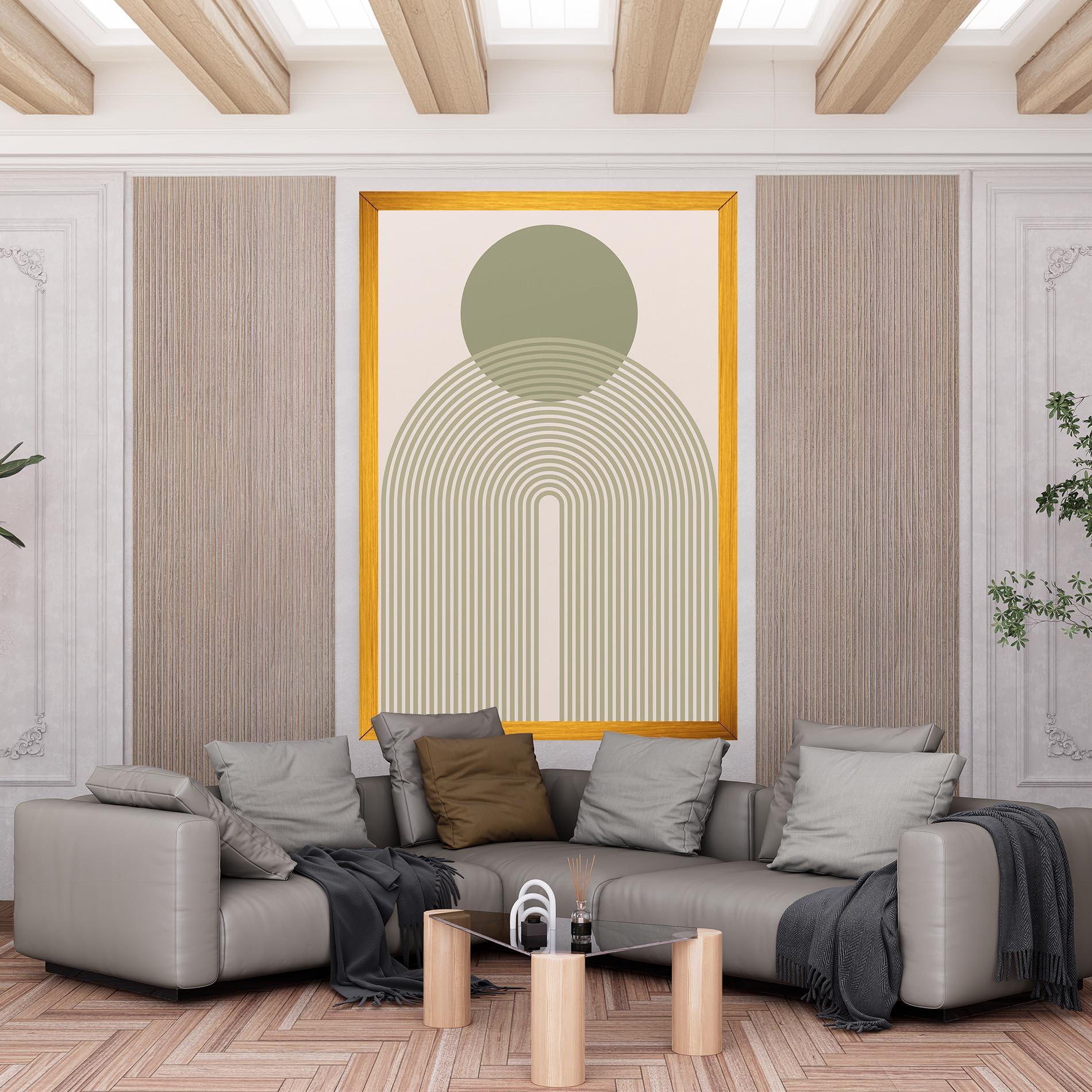 Картина на платно Green Circle Lines mockup 6