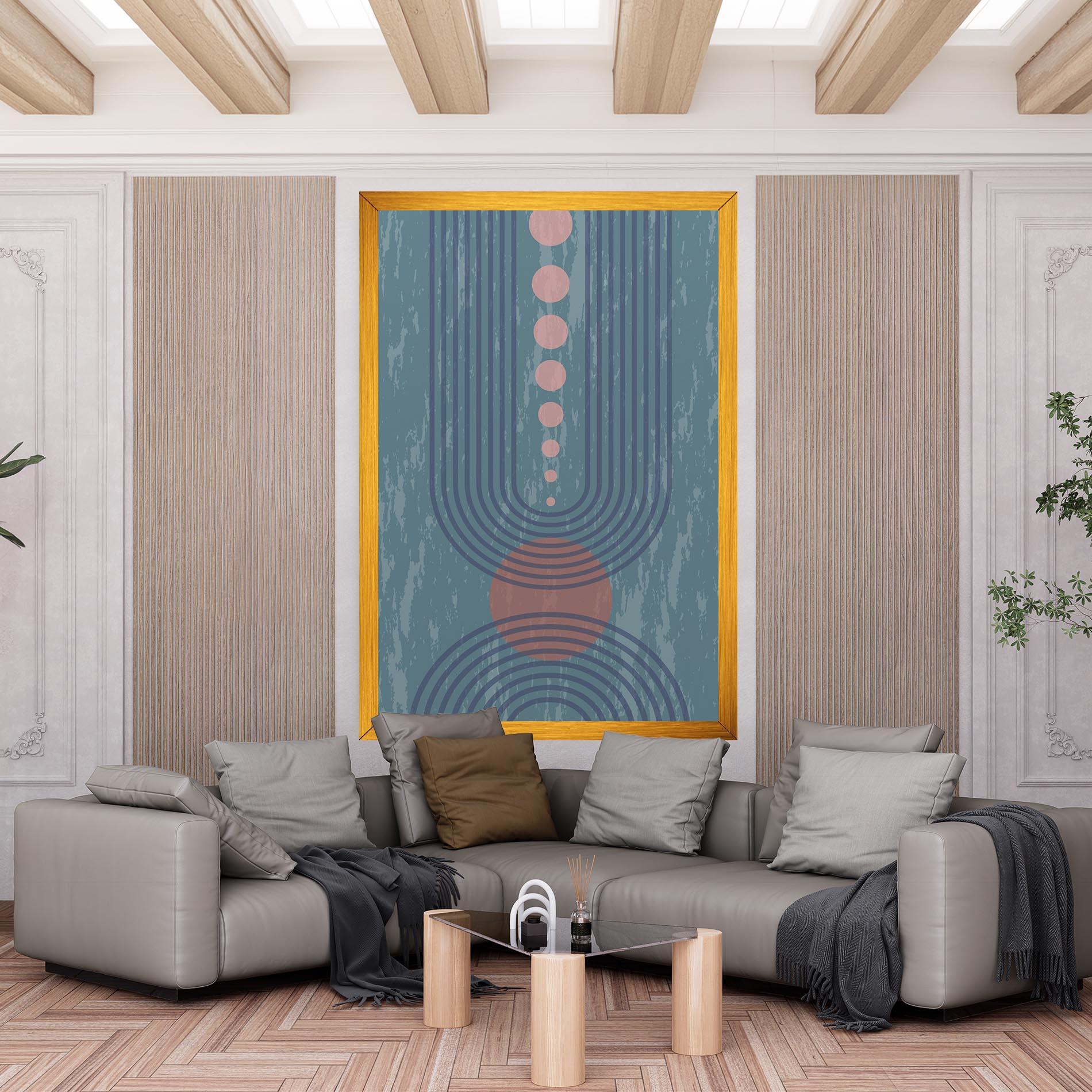 Картина на платно Pink Circle On Blue mockup 6