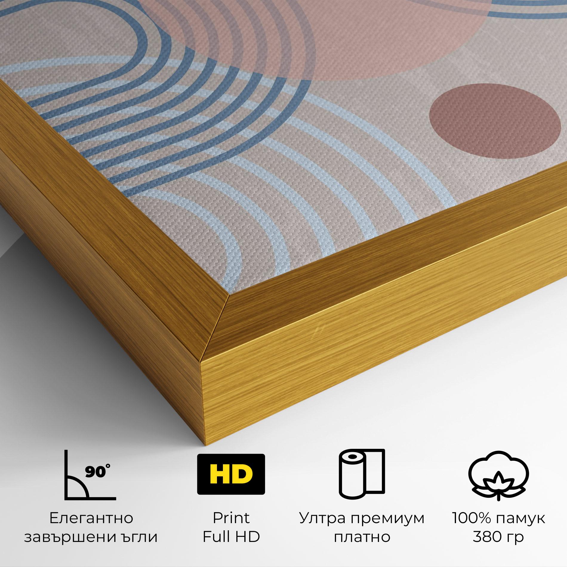 Картина на платно Blue Lines On Pink mockup 4