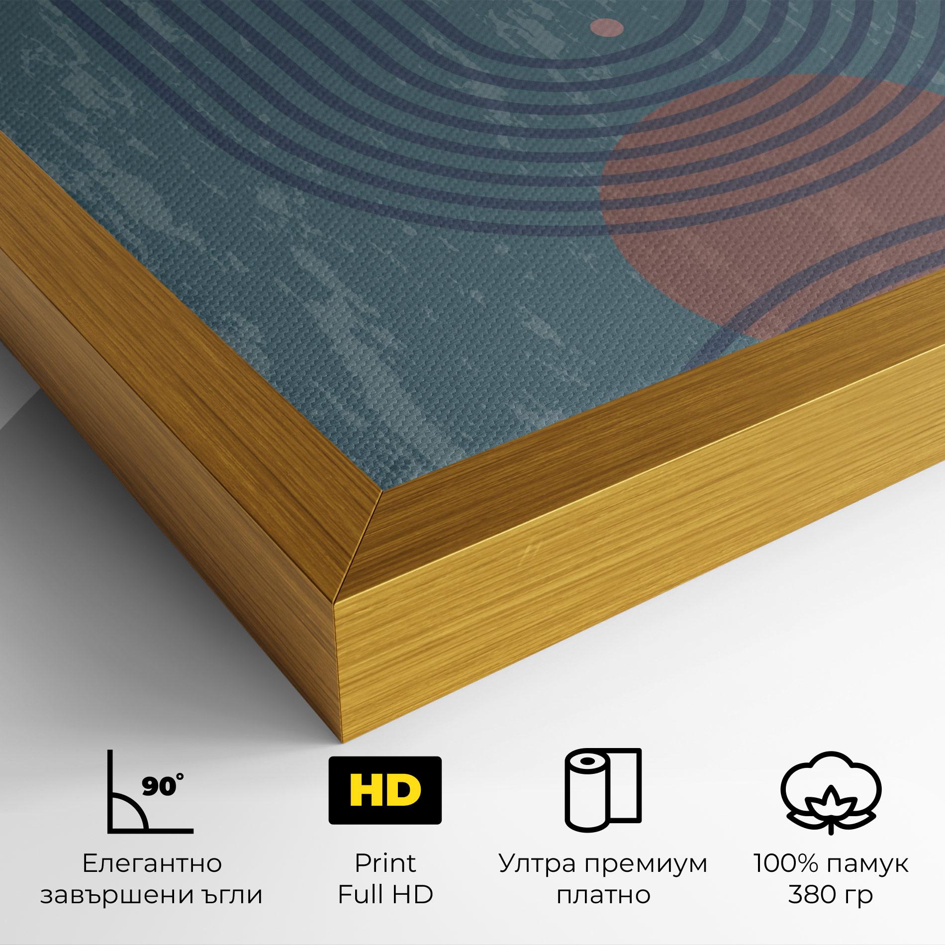 Картина на платно Pink Circle On Blue mockup 4