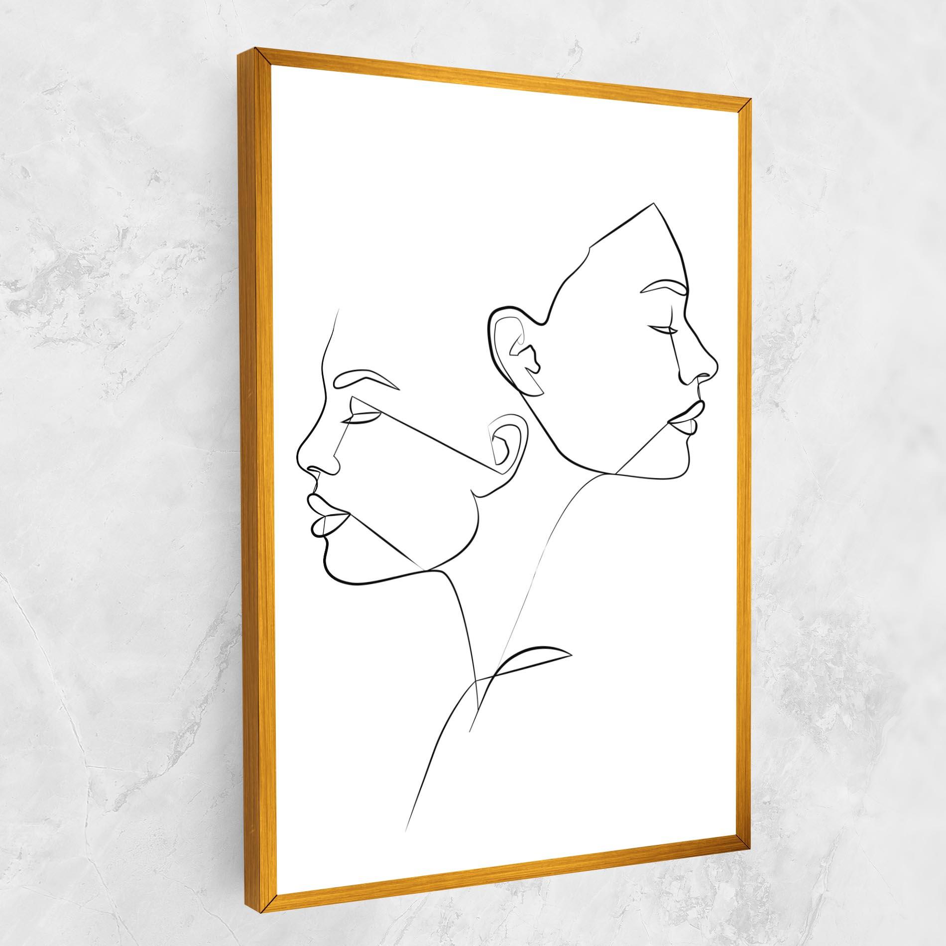 Картина на платно Female Black Line mockup 1