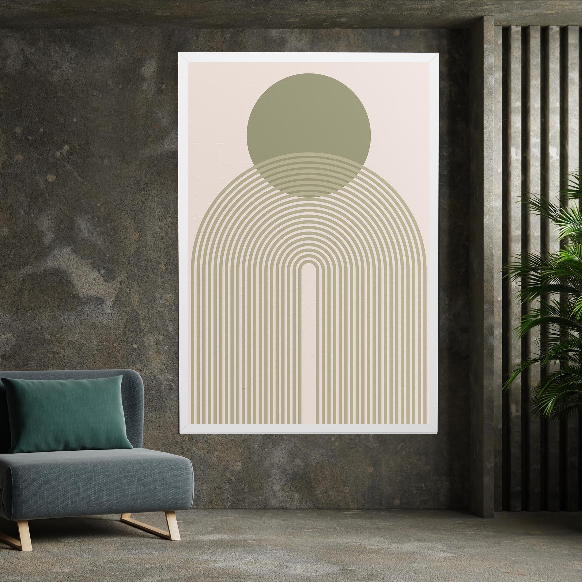 Картина на платно Green Circle Lines mockup 7