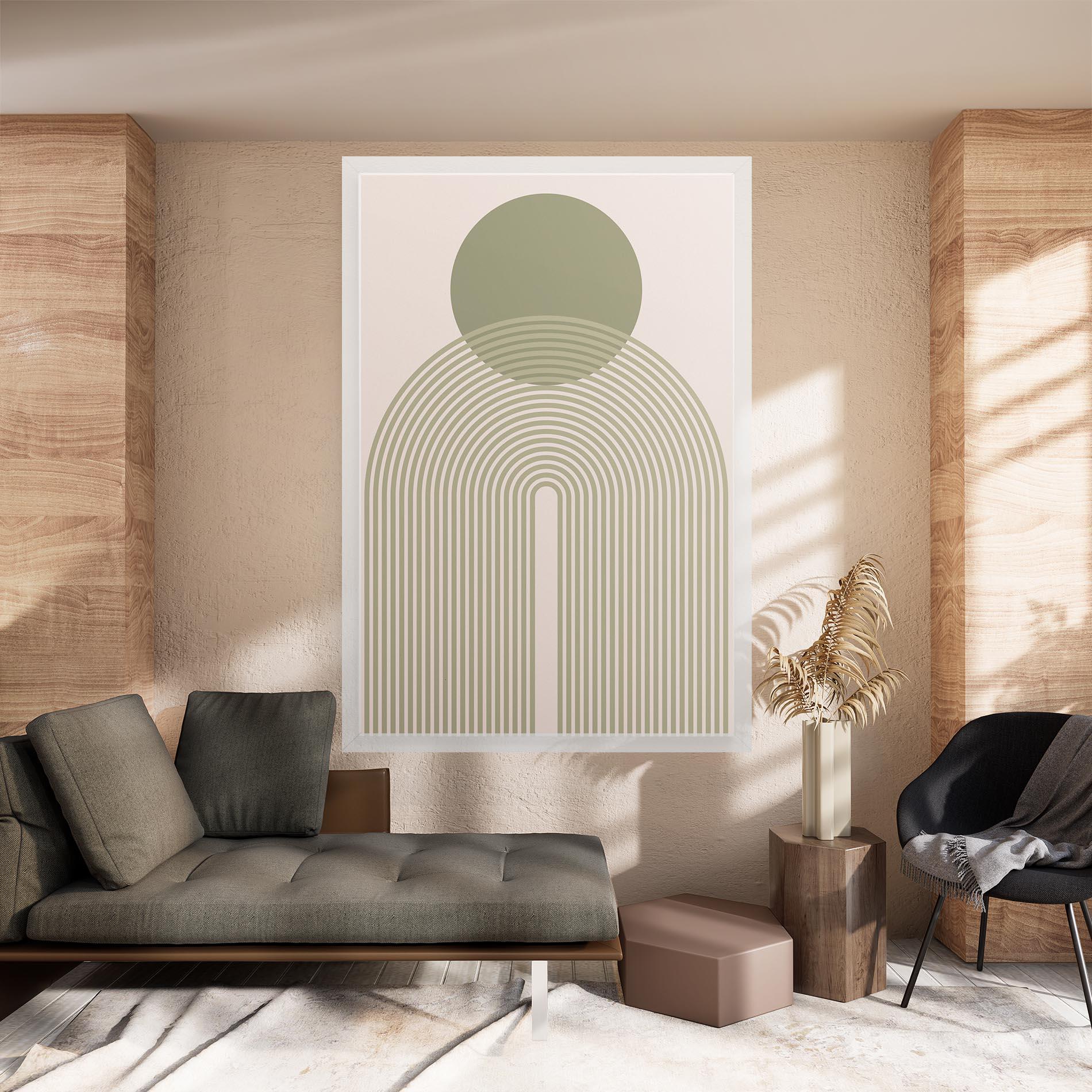 Картина на платно Green Circle Lines mockup 8