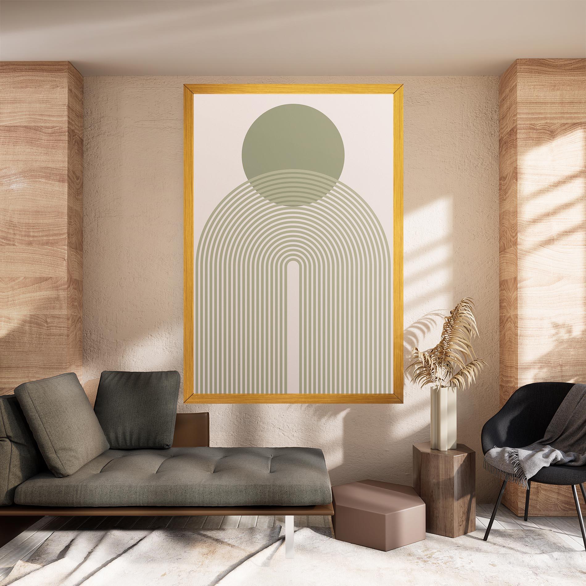 Картина на платно Green Circle Lines mockup 8