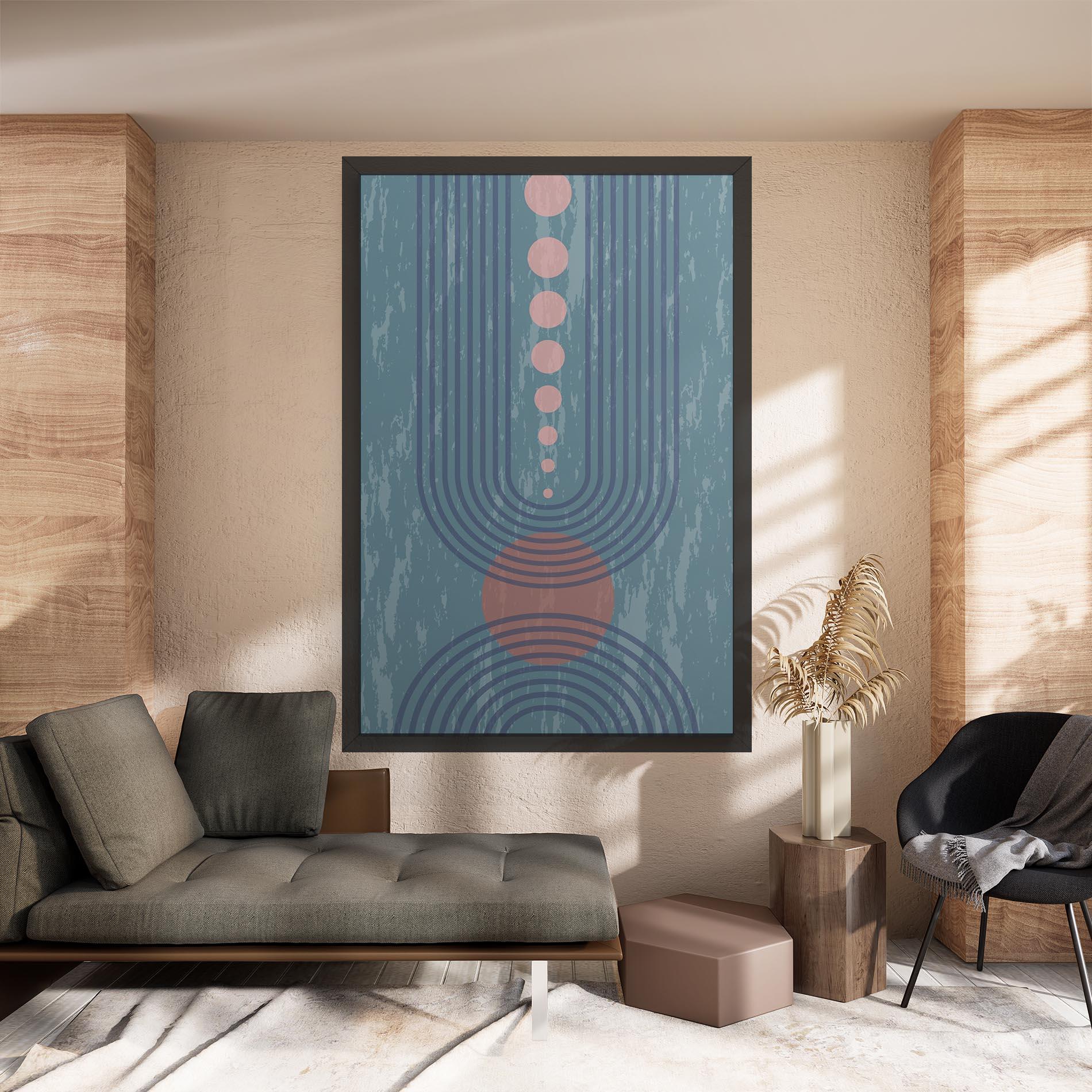 Картина на платно Pink Circle On Blue mockup 8