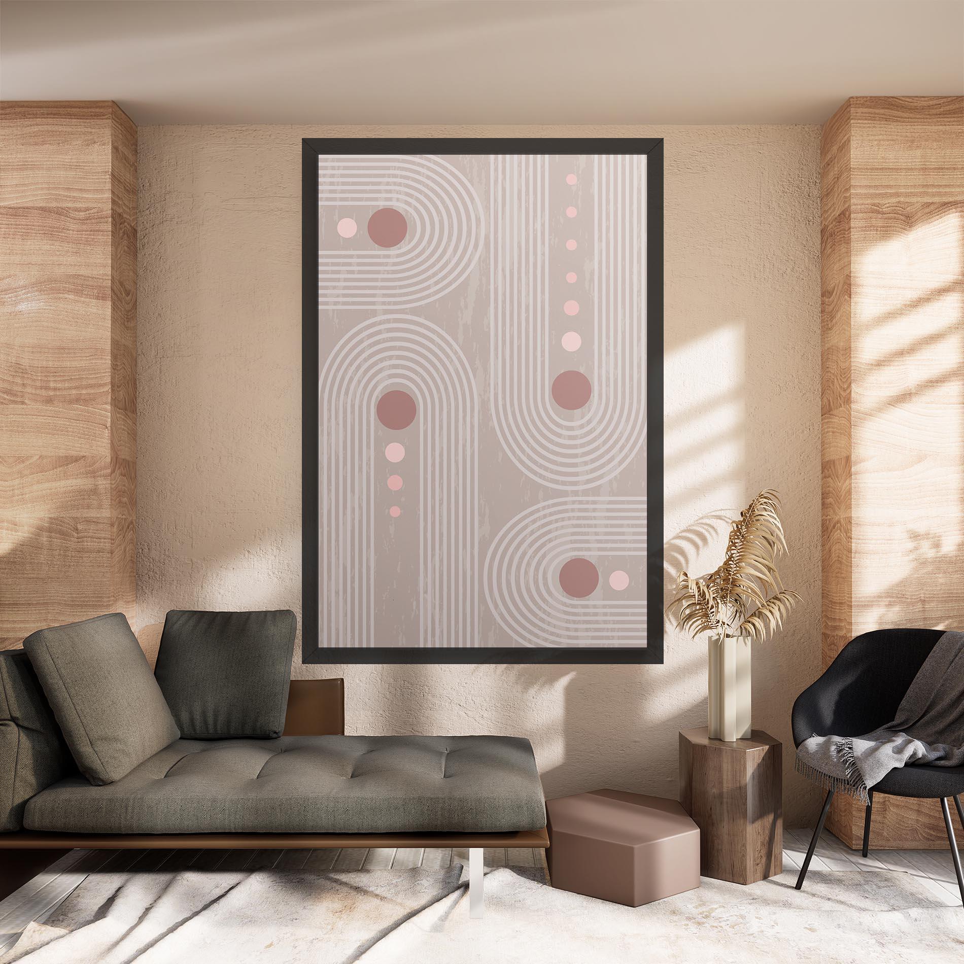 Картина на платно Pink Circle On Cream mockup 8