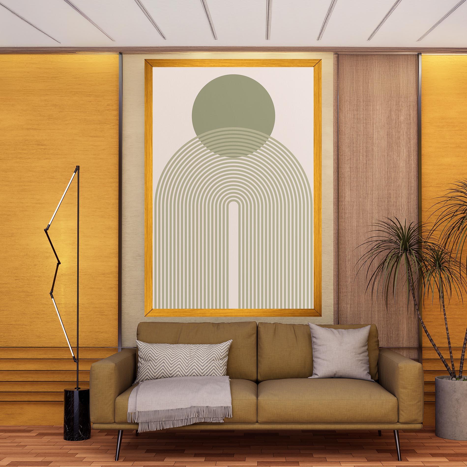 Картина на платно Green Circle Lines mockup 9