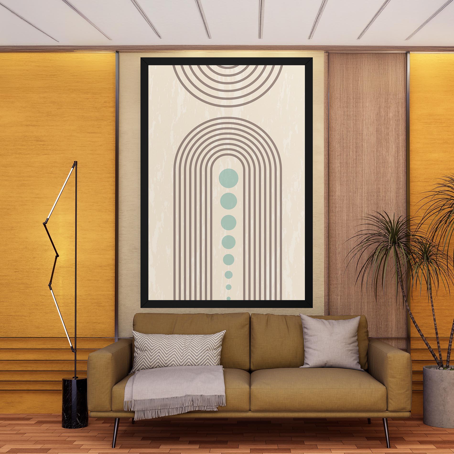 Картина на платно Cream Blue Circles mockup 9