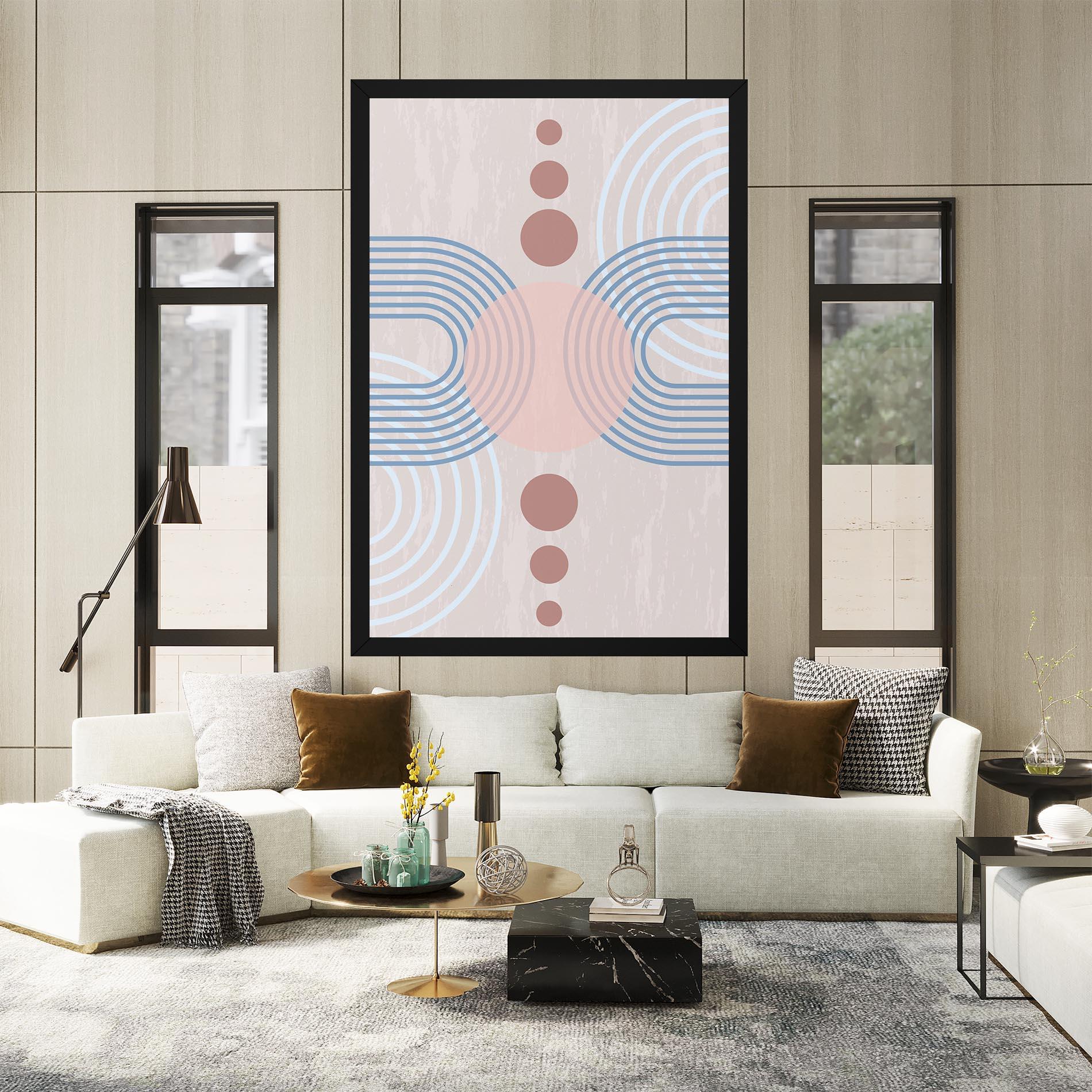 Картина на платно Blue Lines On Pink mockup 2