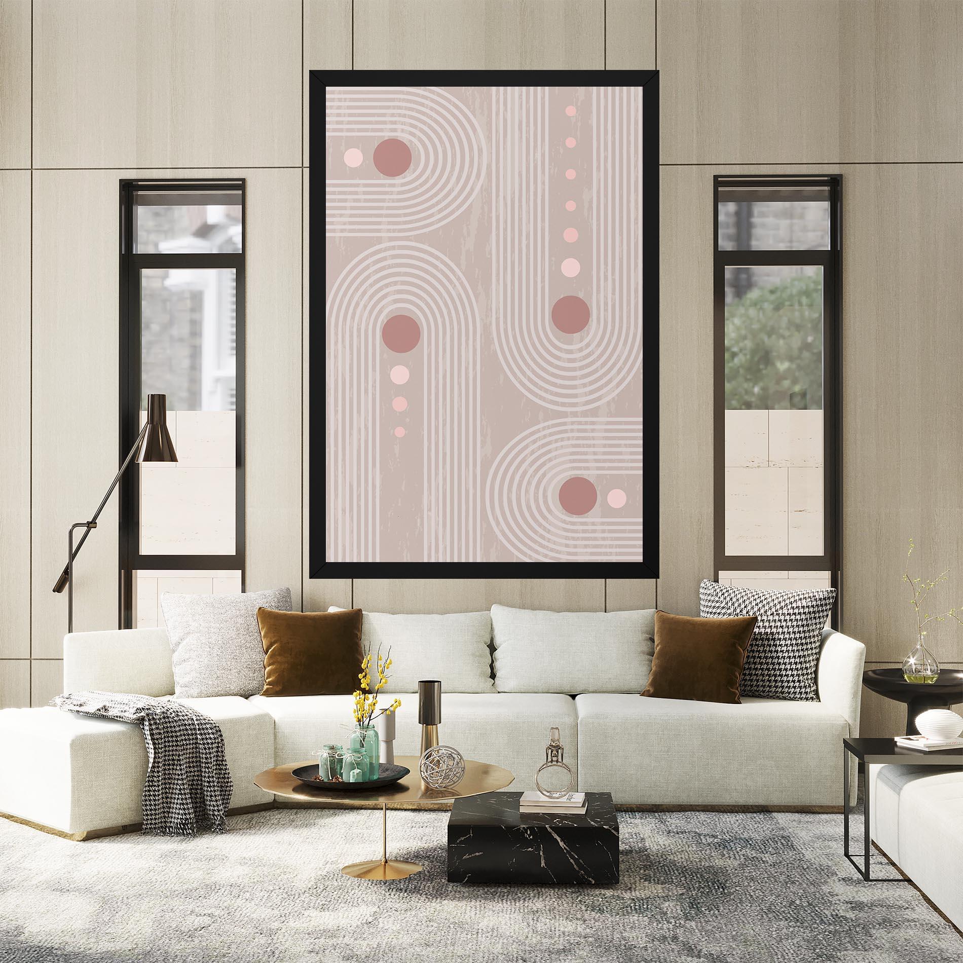 Картина на платно Pink Circle On Cream mockup 2