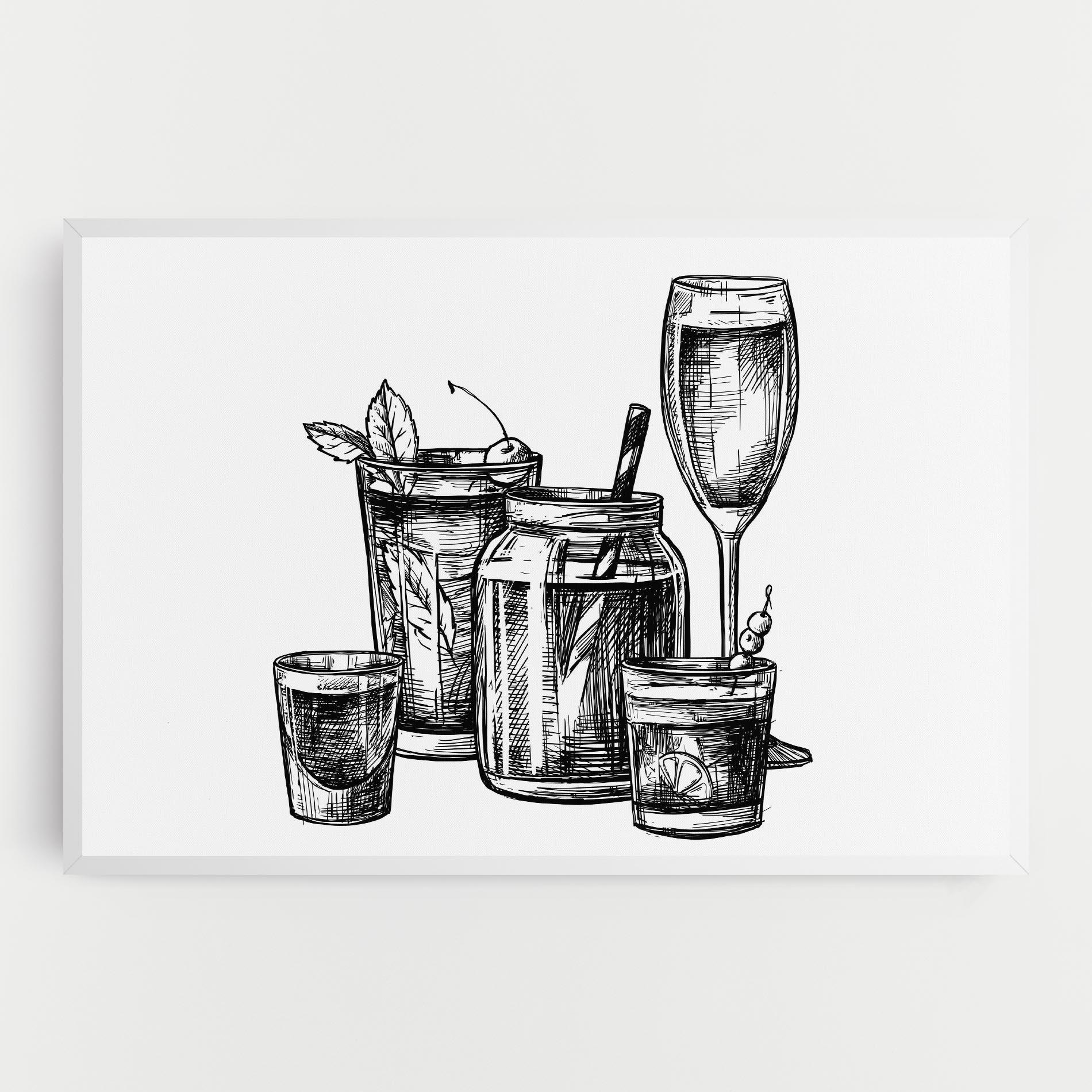 Картина на платно Black Line Drinks mockup 0