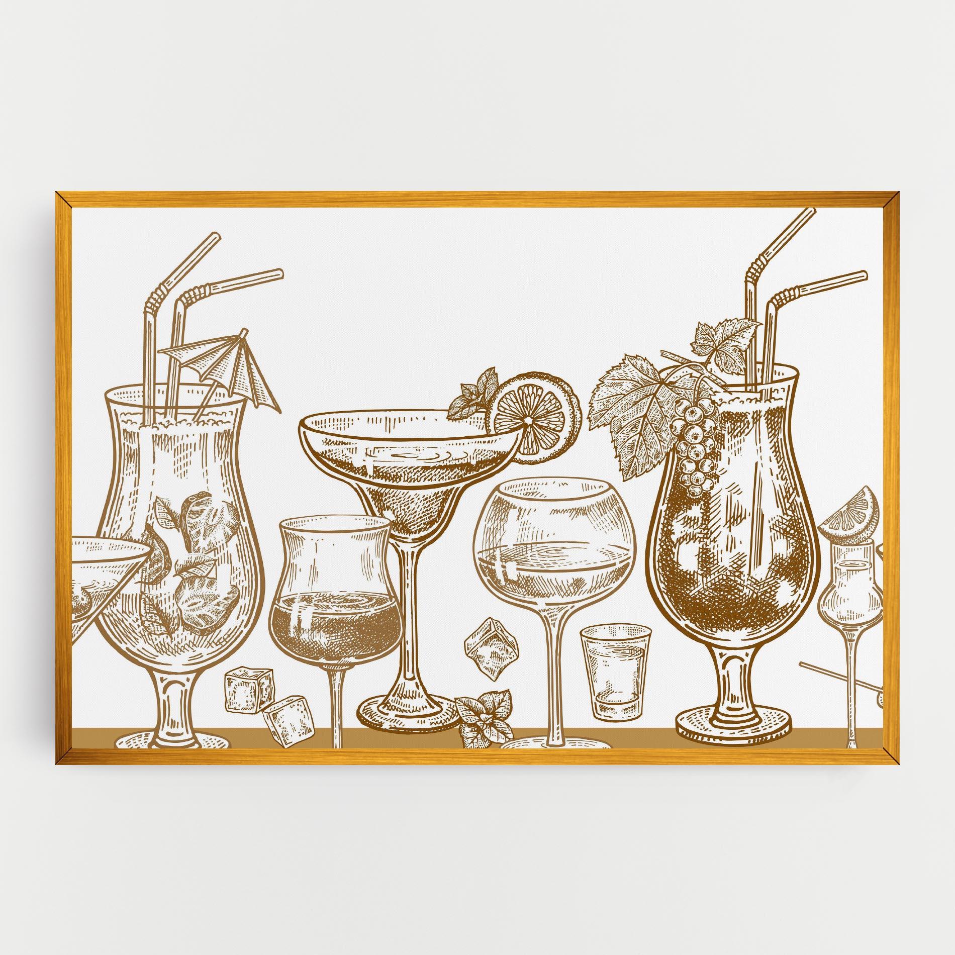 Картина на платно Brown Line Drinks mockup 0