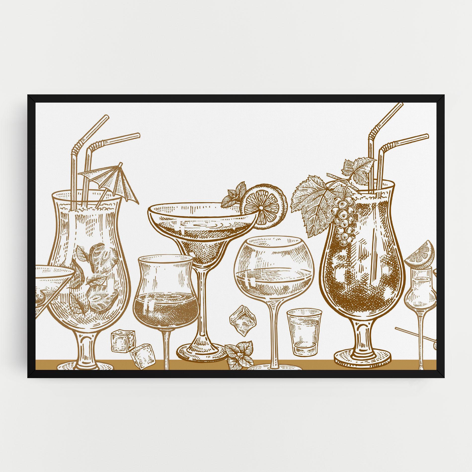 Картина на платно Brown Line Drinks mockup 0