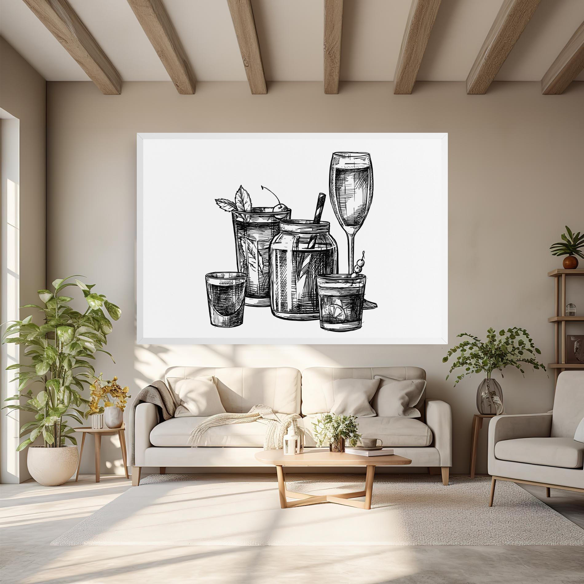 Картина на платно Black Line Drinks mockup 6