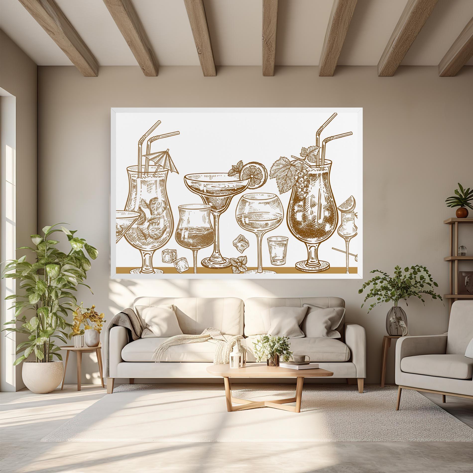 Картина на платно Brown Line Drinks mockup 6