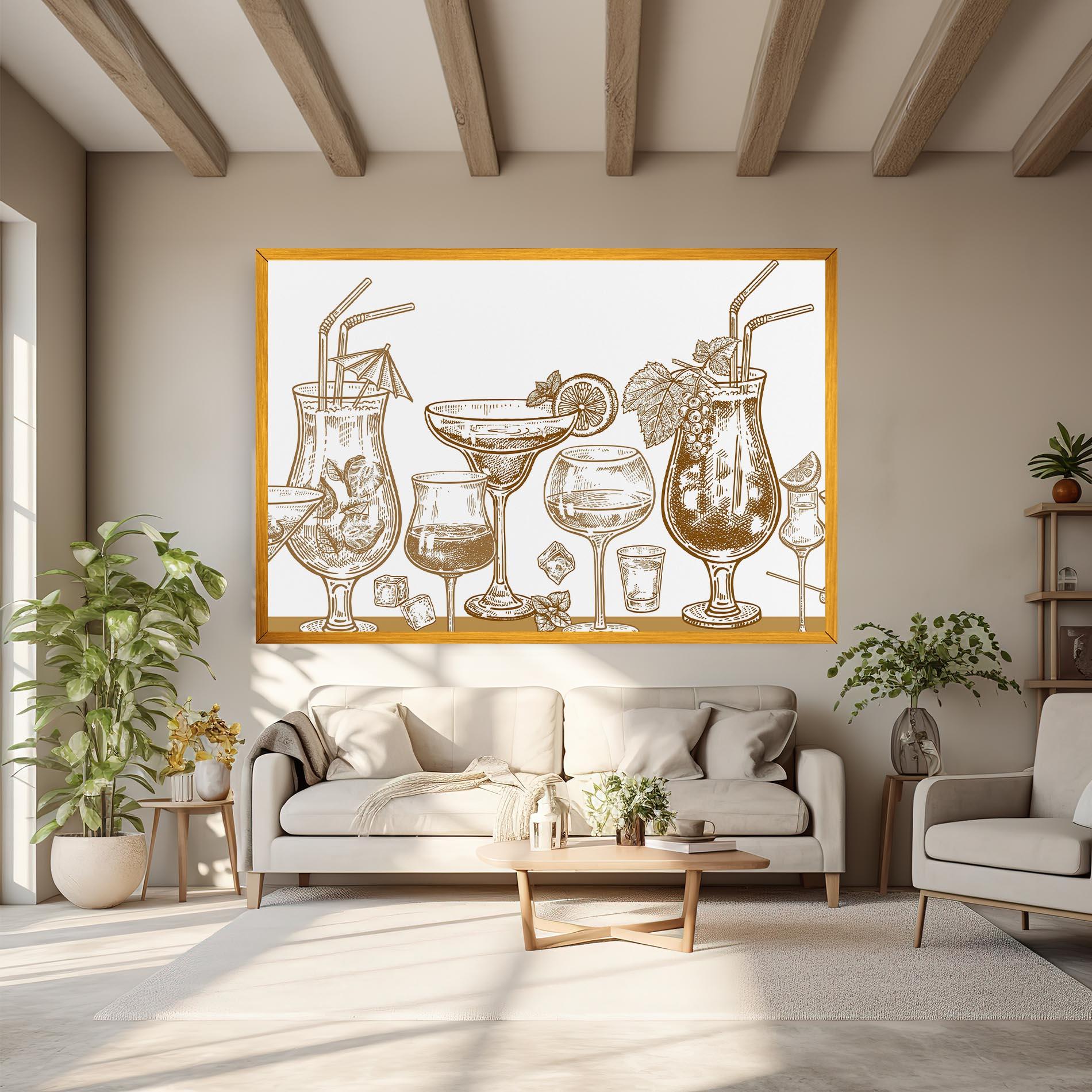 Картина на платно Brown Line Drinks mockup 6