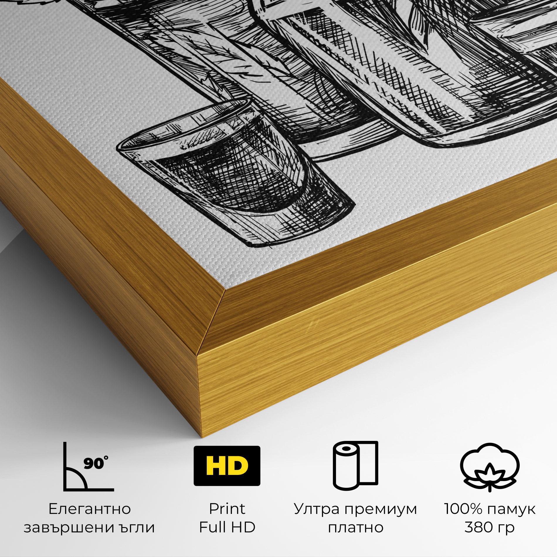 Картина на платно Black Line Drinks mockup 4