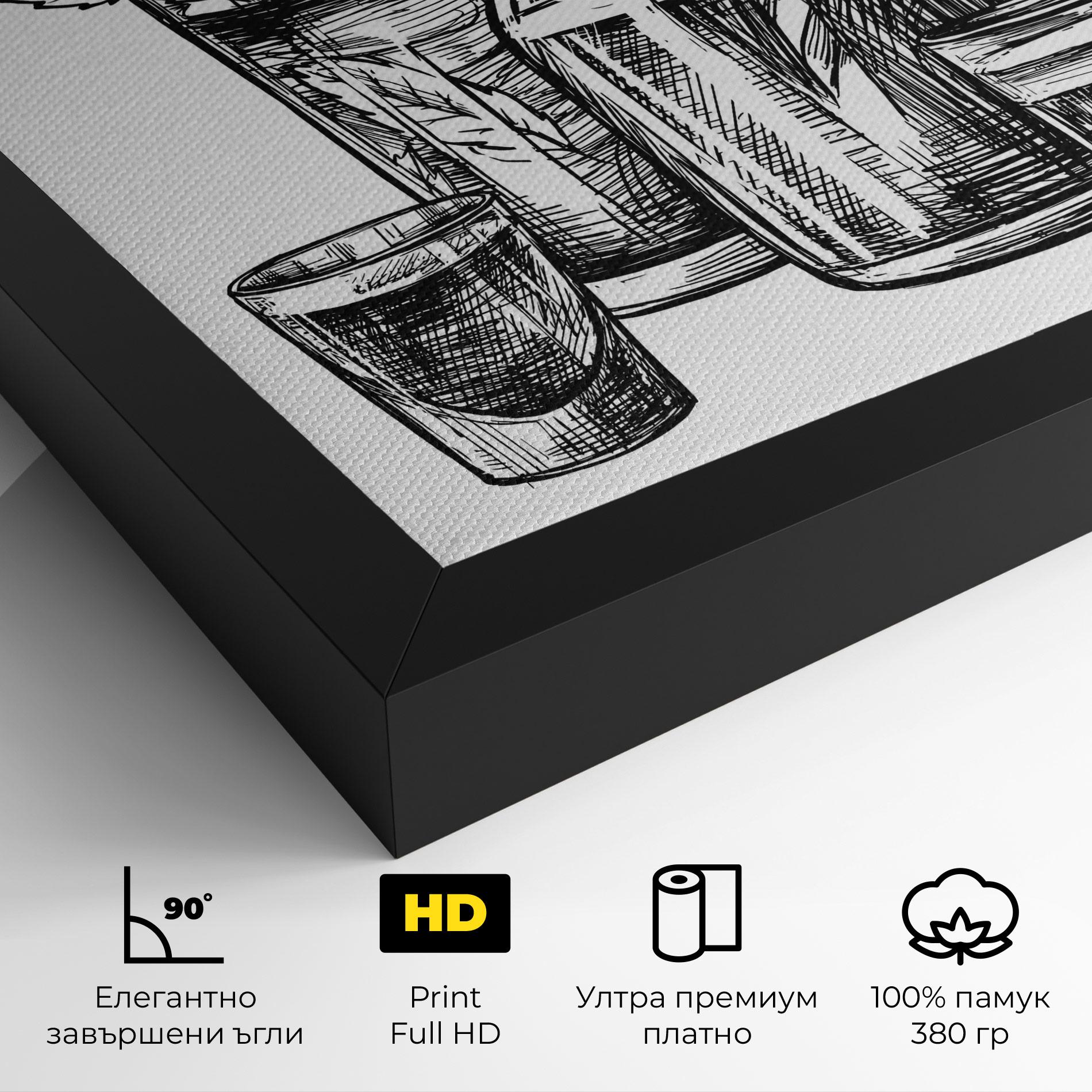 Картина на платно Black Line Drinks mockup 4