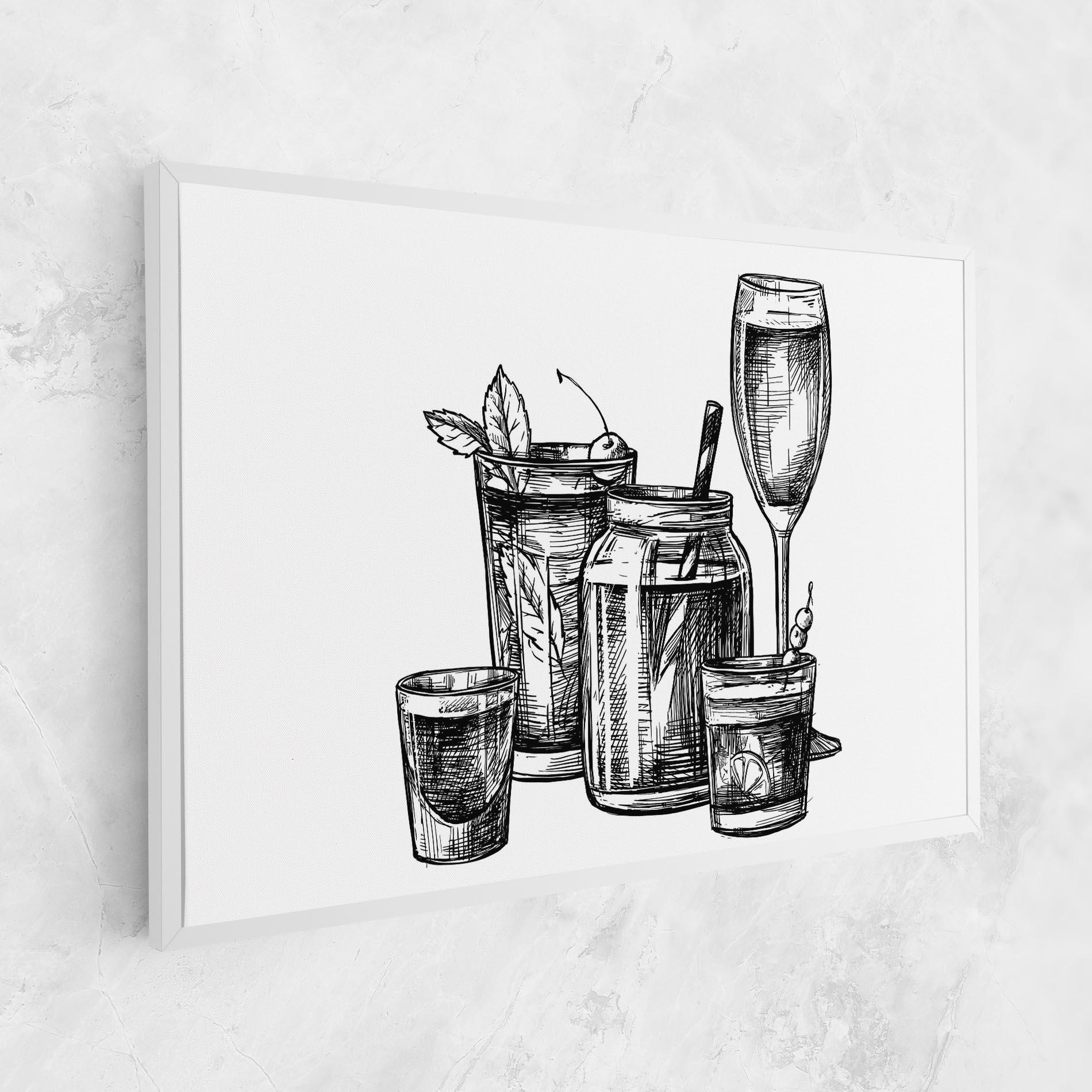 Картина на платно Black Line Drinks mockup 1