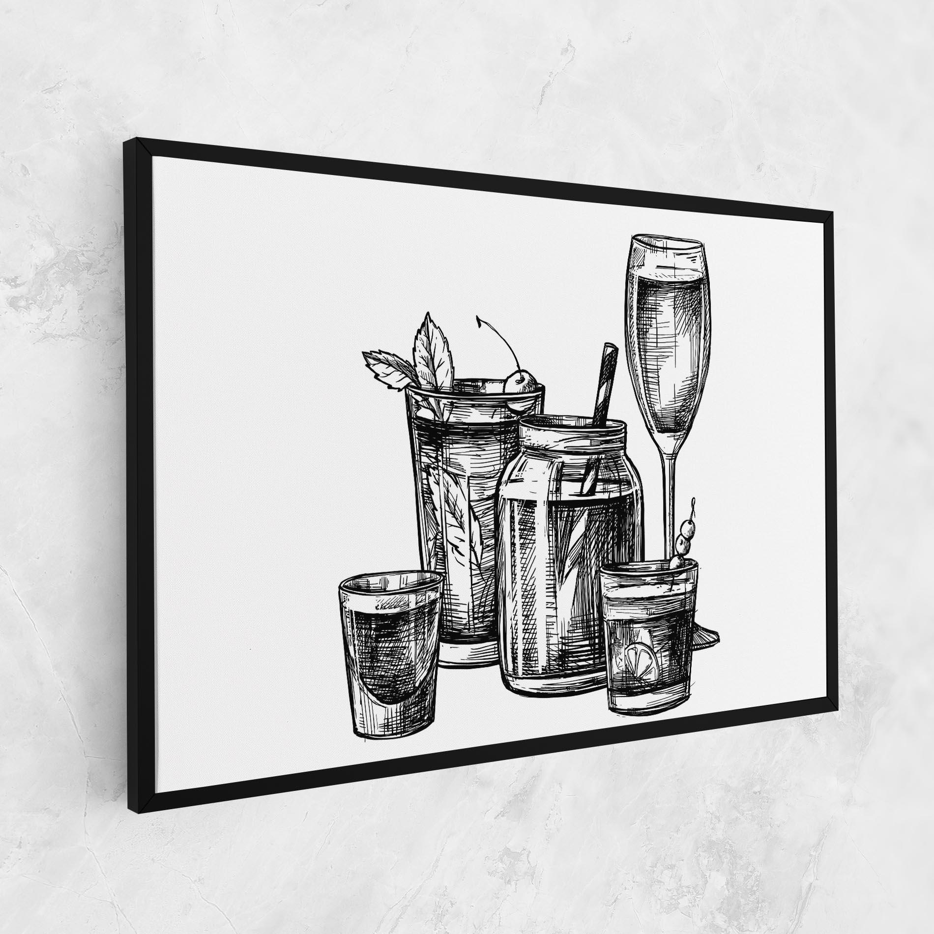 Картина на платно Black Line Drinks mockup 1