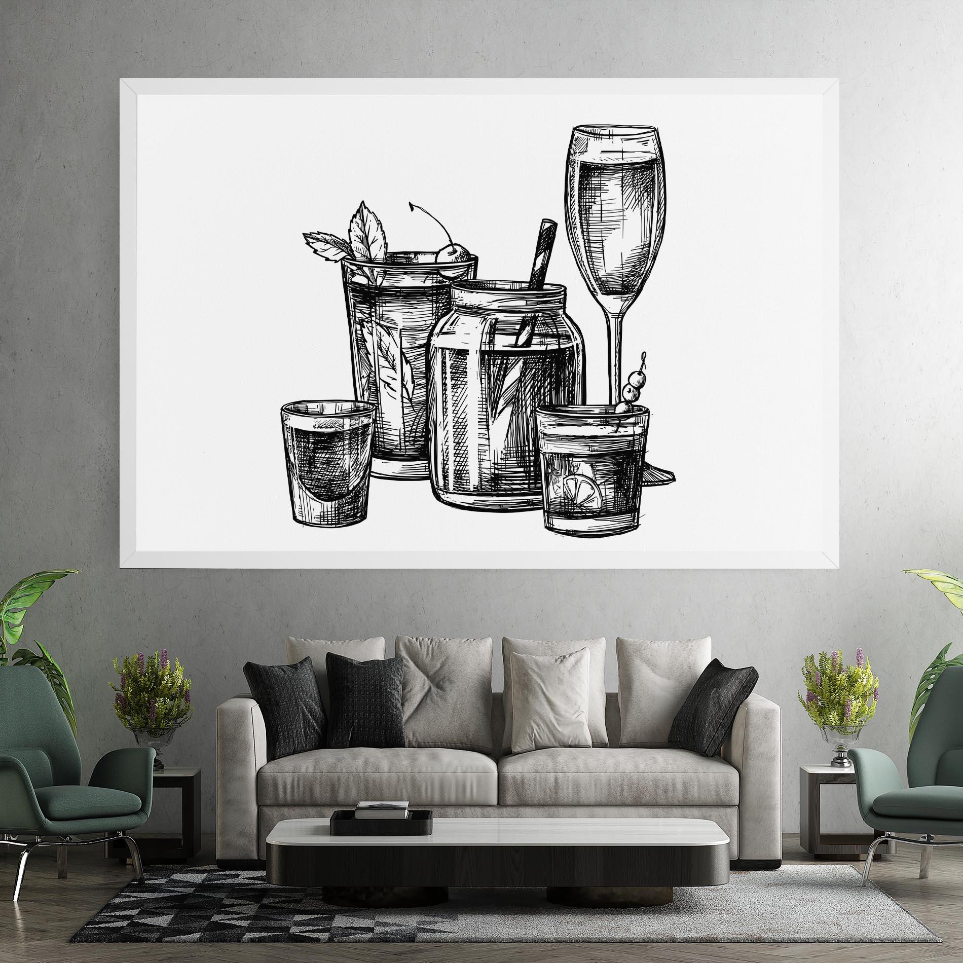 Картина на платно Black Line Drinks mockup 7