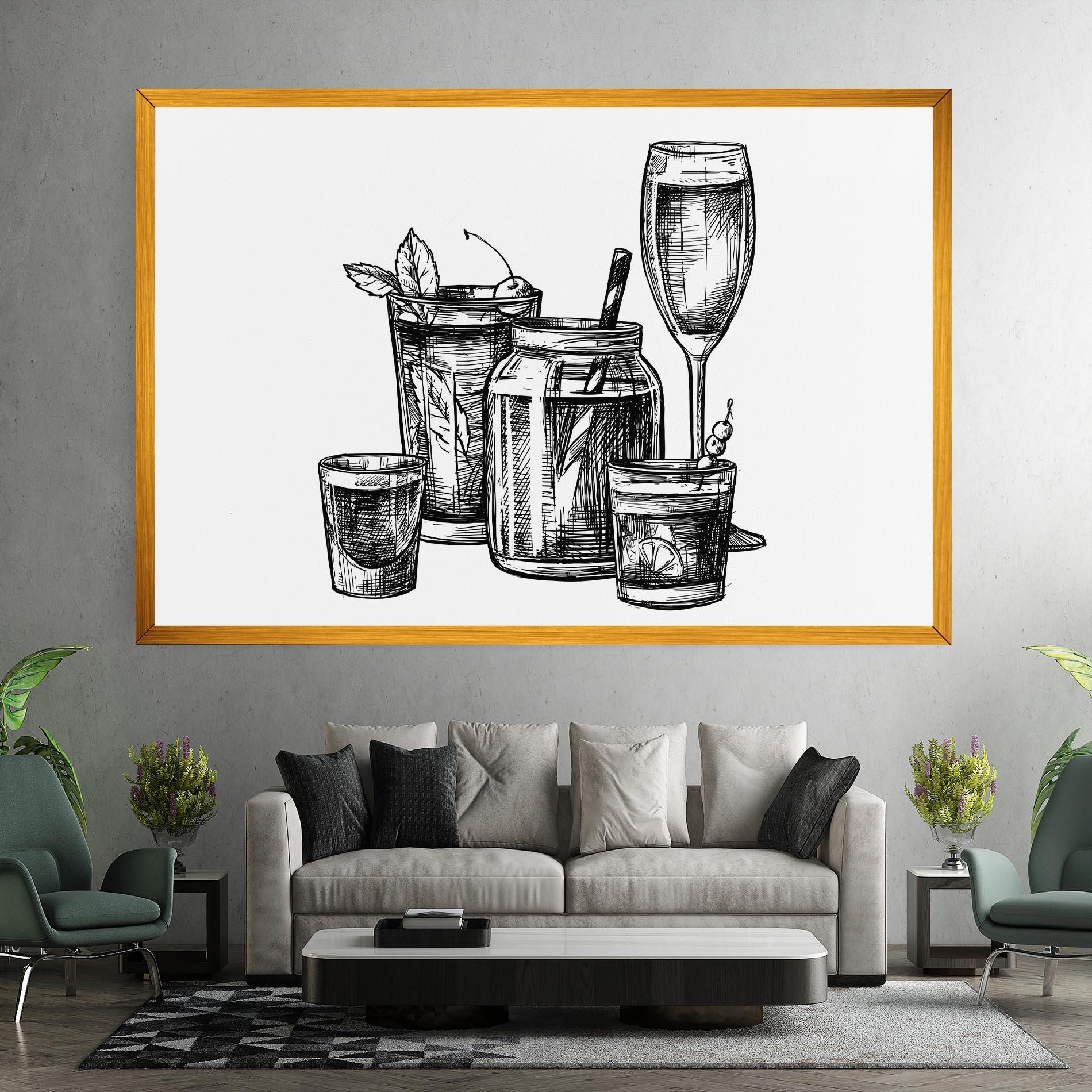 Картина на платно Black Line Drinks mockup 7