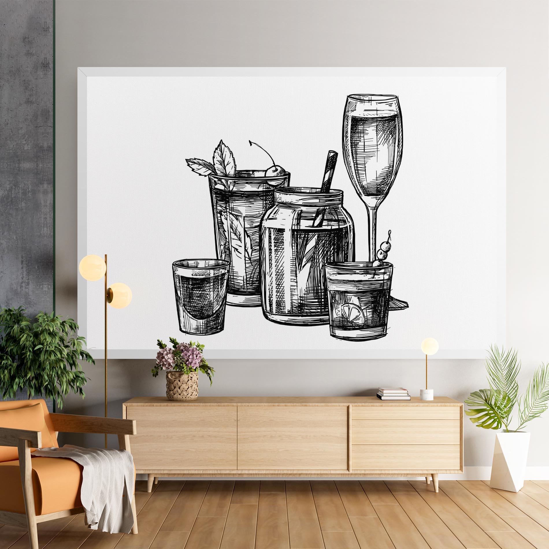 Картина на платно Black Line Drinks mockup 9