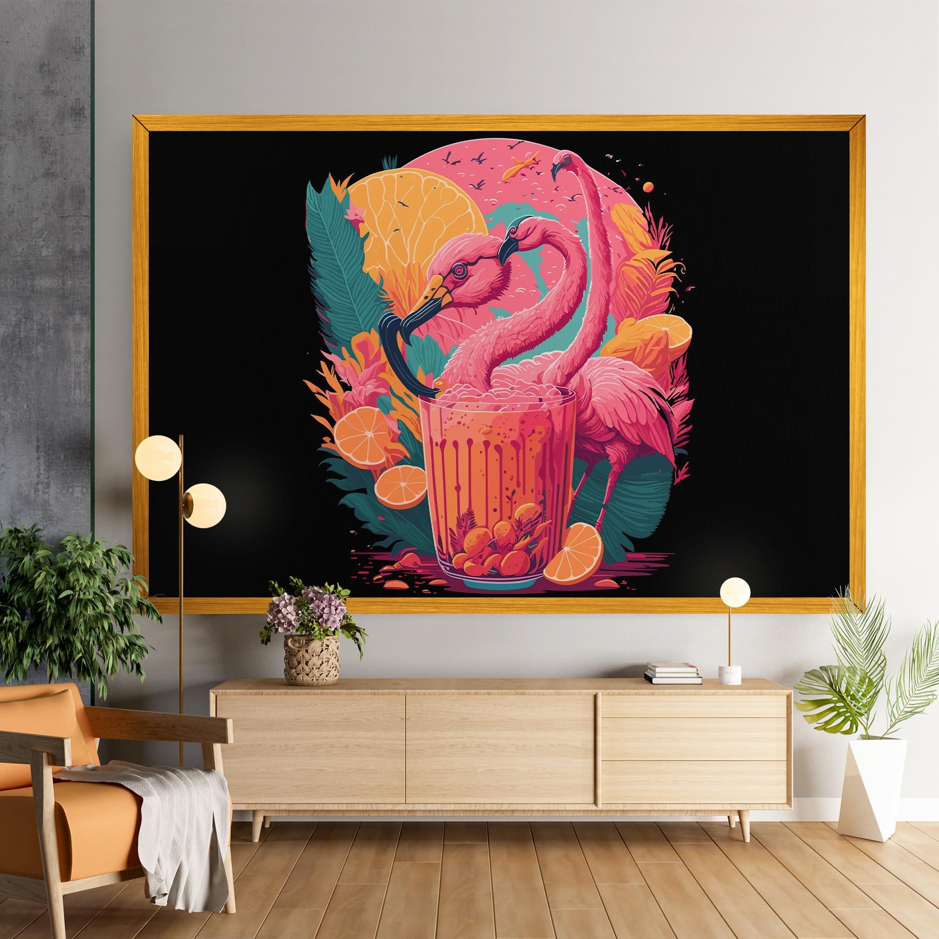 Картина на платно Pink Bird Drink mockup 9