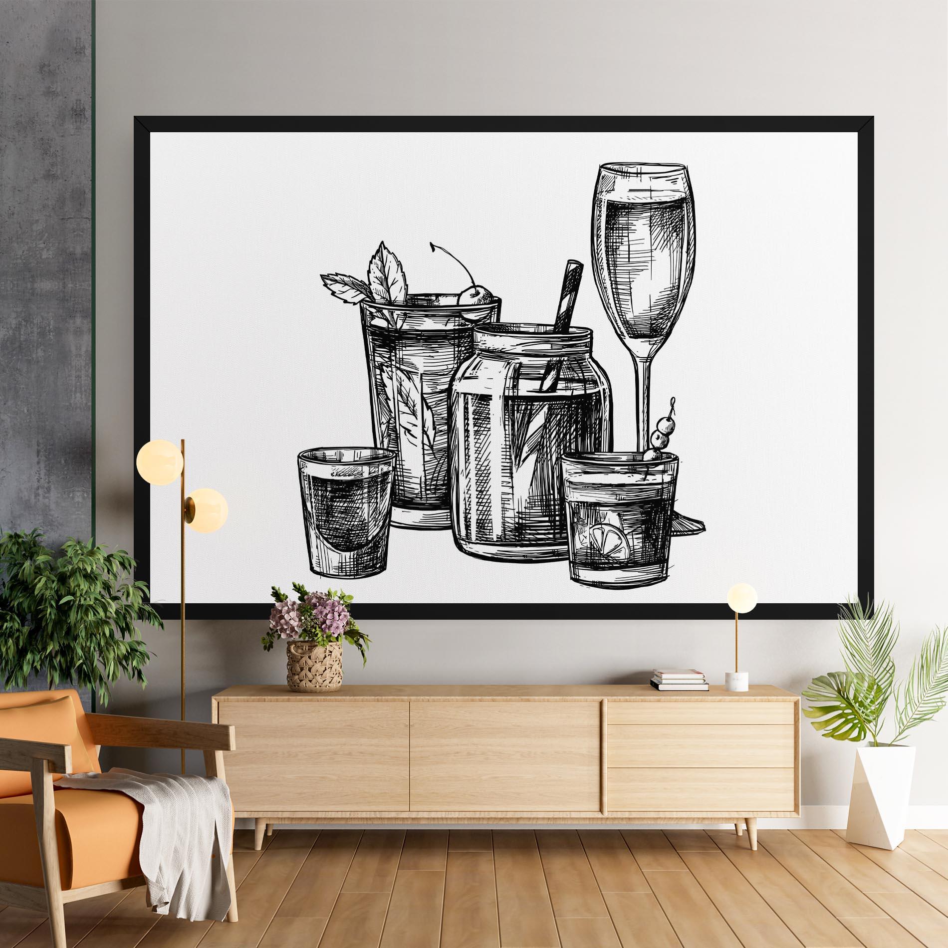 Картина на платно Black Line Drinks mockup 9