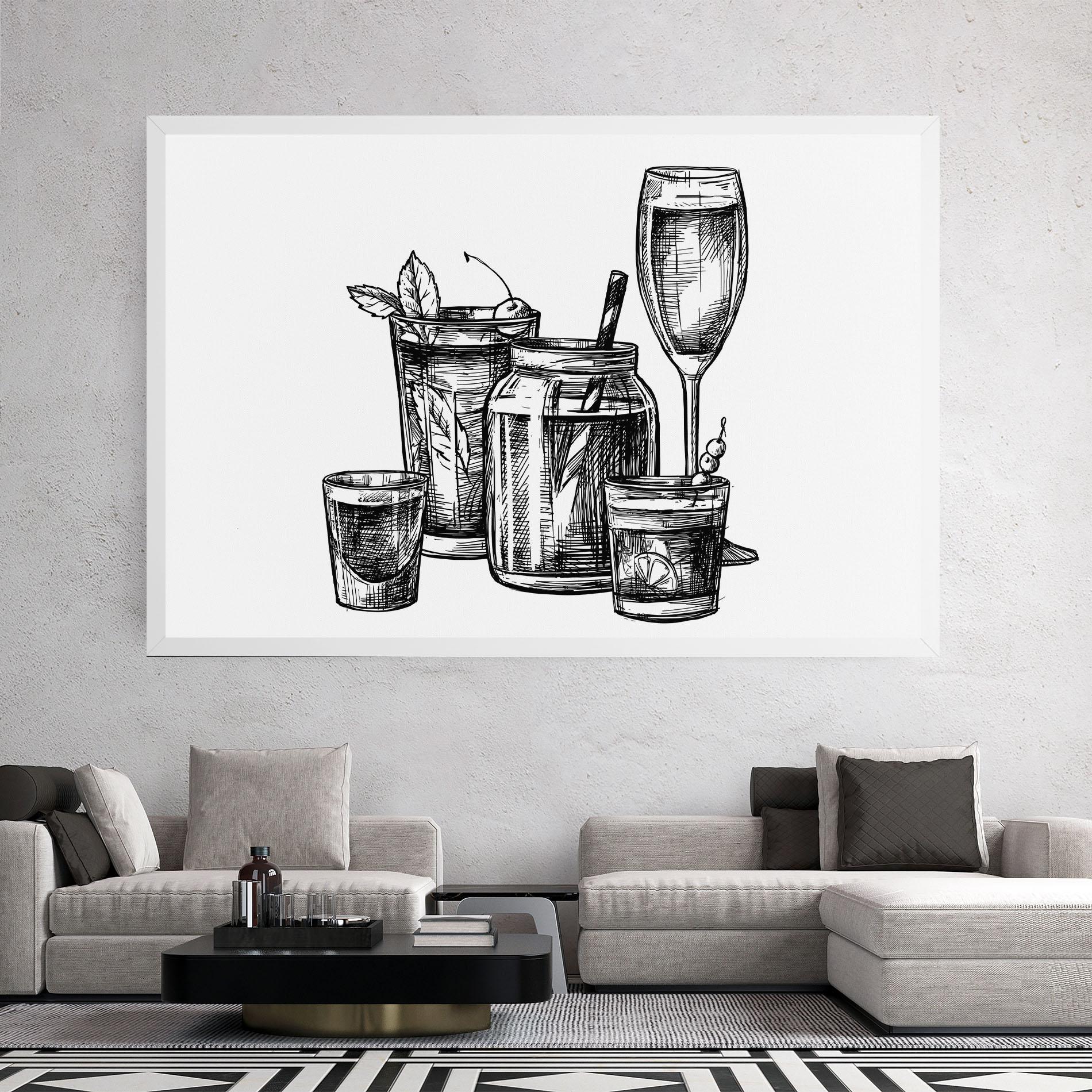 Картина на платно Black Line Drinks mockup 2