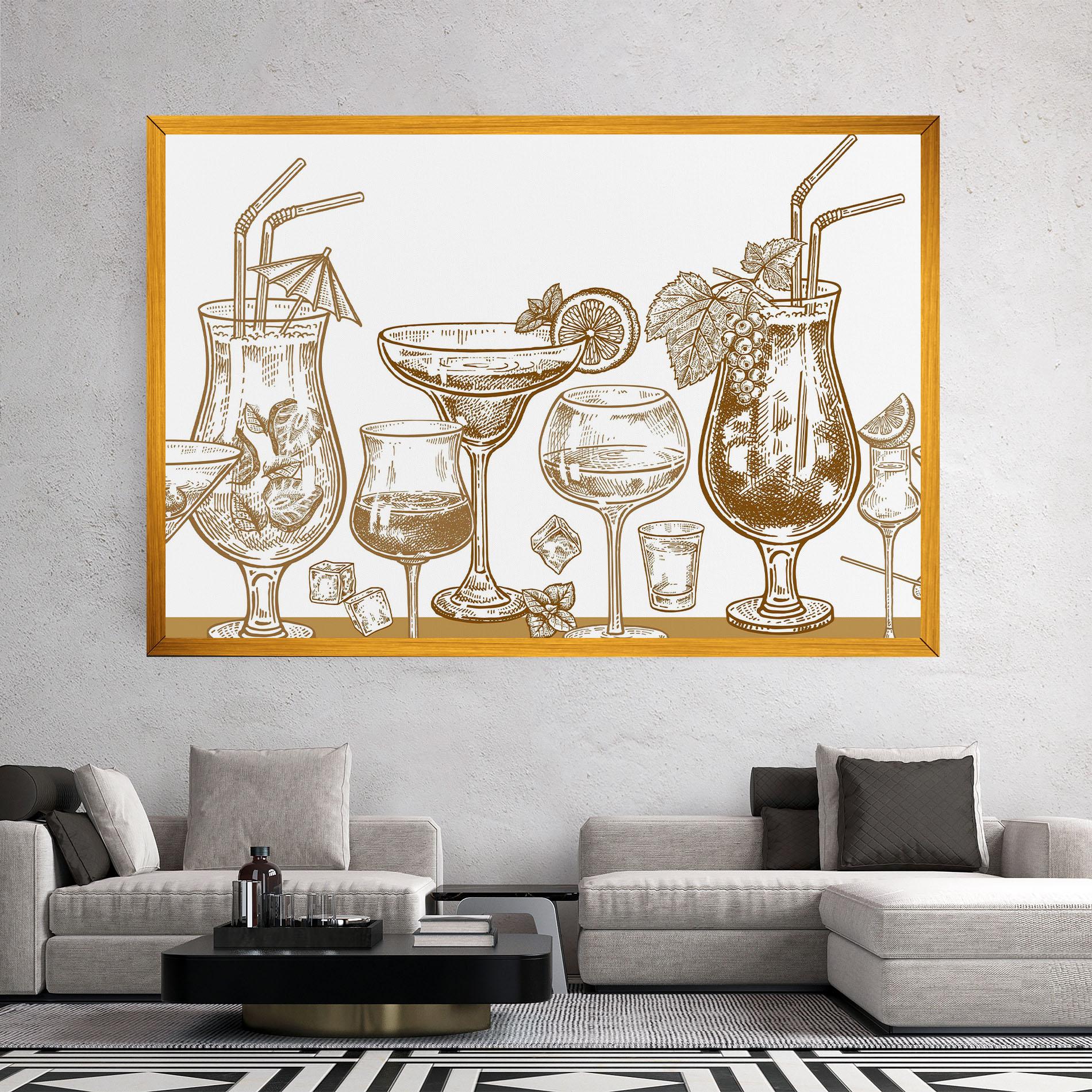 Картина на платно Brown Line Drinks mockup 2