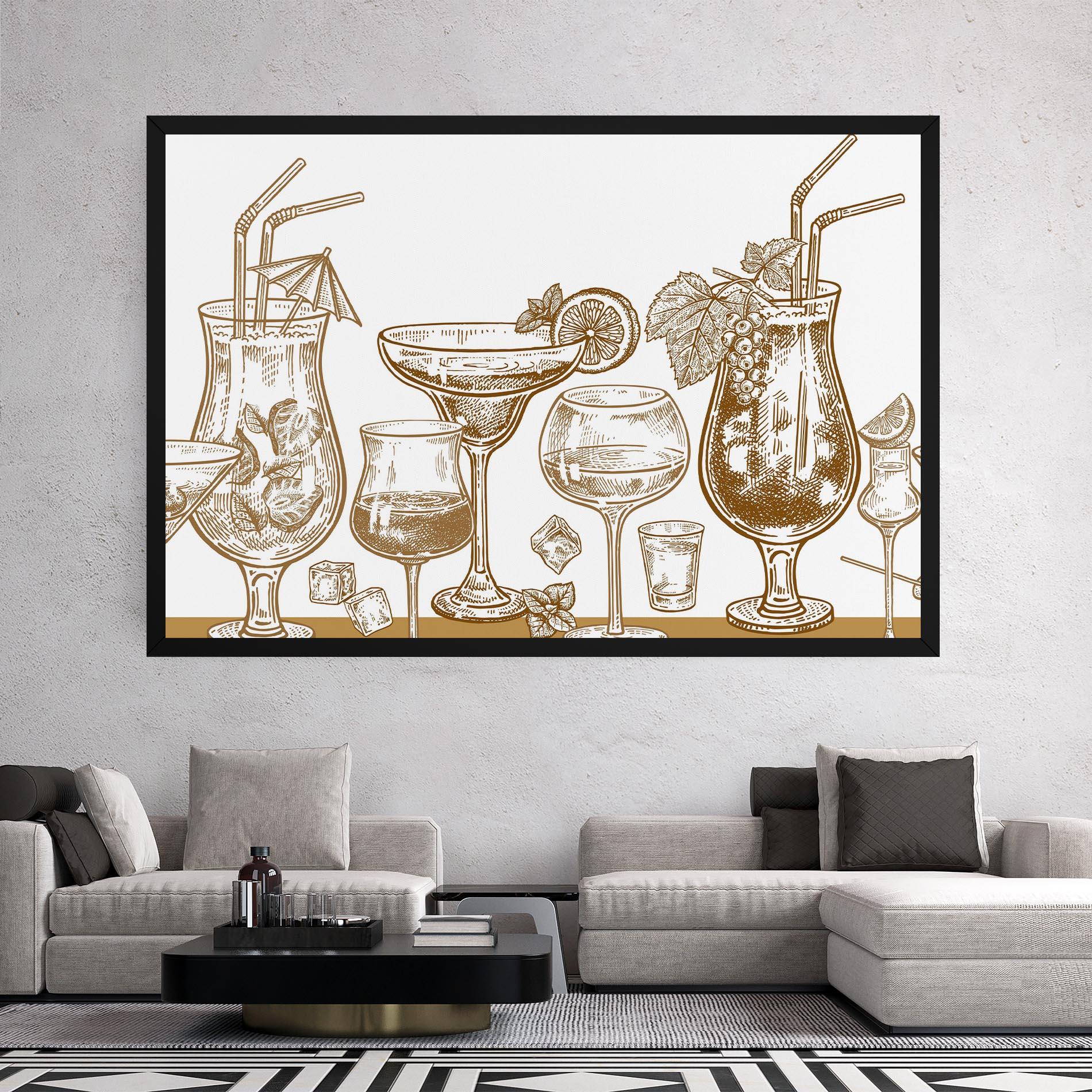 Картина на платно Brown Line Drinks mockup 2