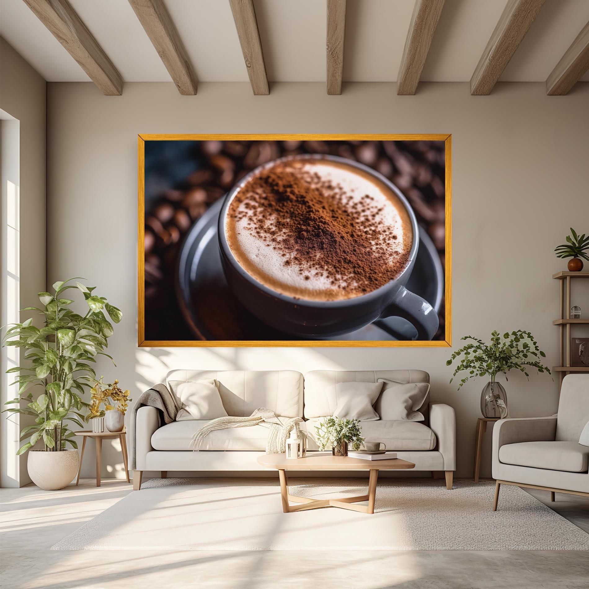 Картина на платно Cappuccino Coffee Close Up mockup 6
