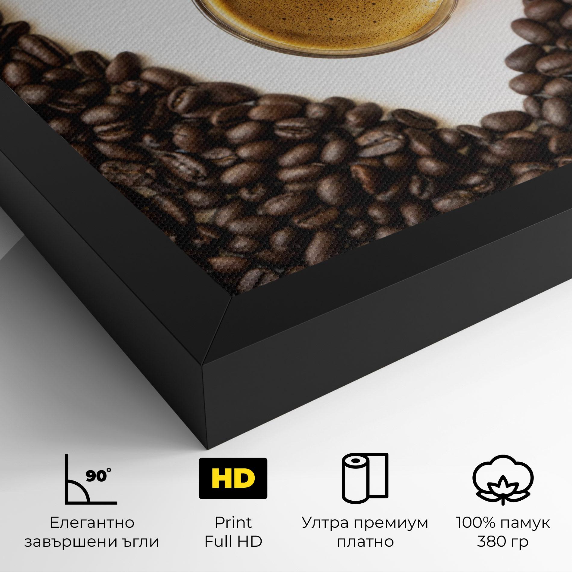 Картина на платно Coffee Bean Heart mockup 4