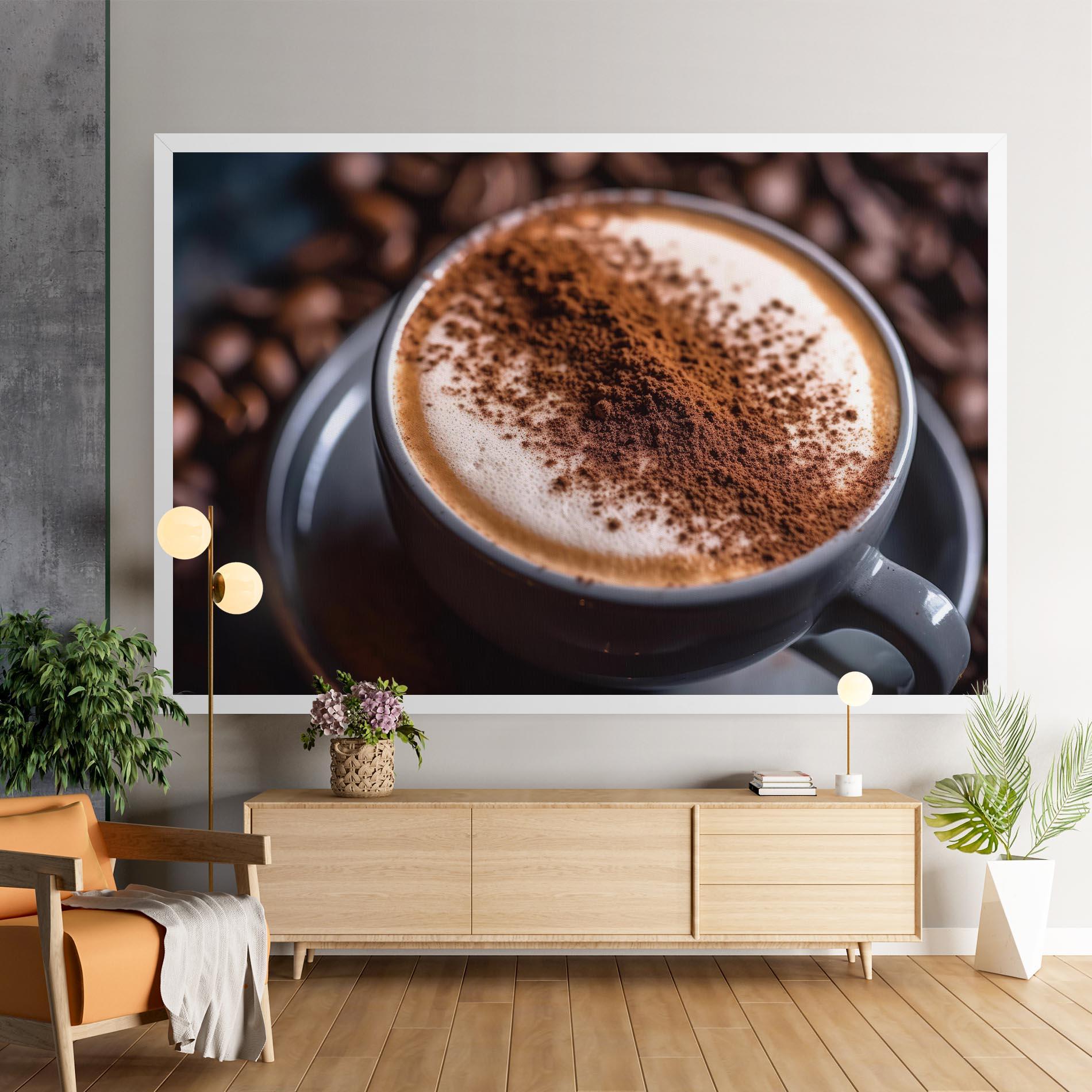 Картина на платно Cappuccino Coffee Close Up mockup 9