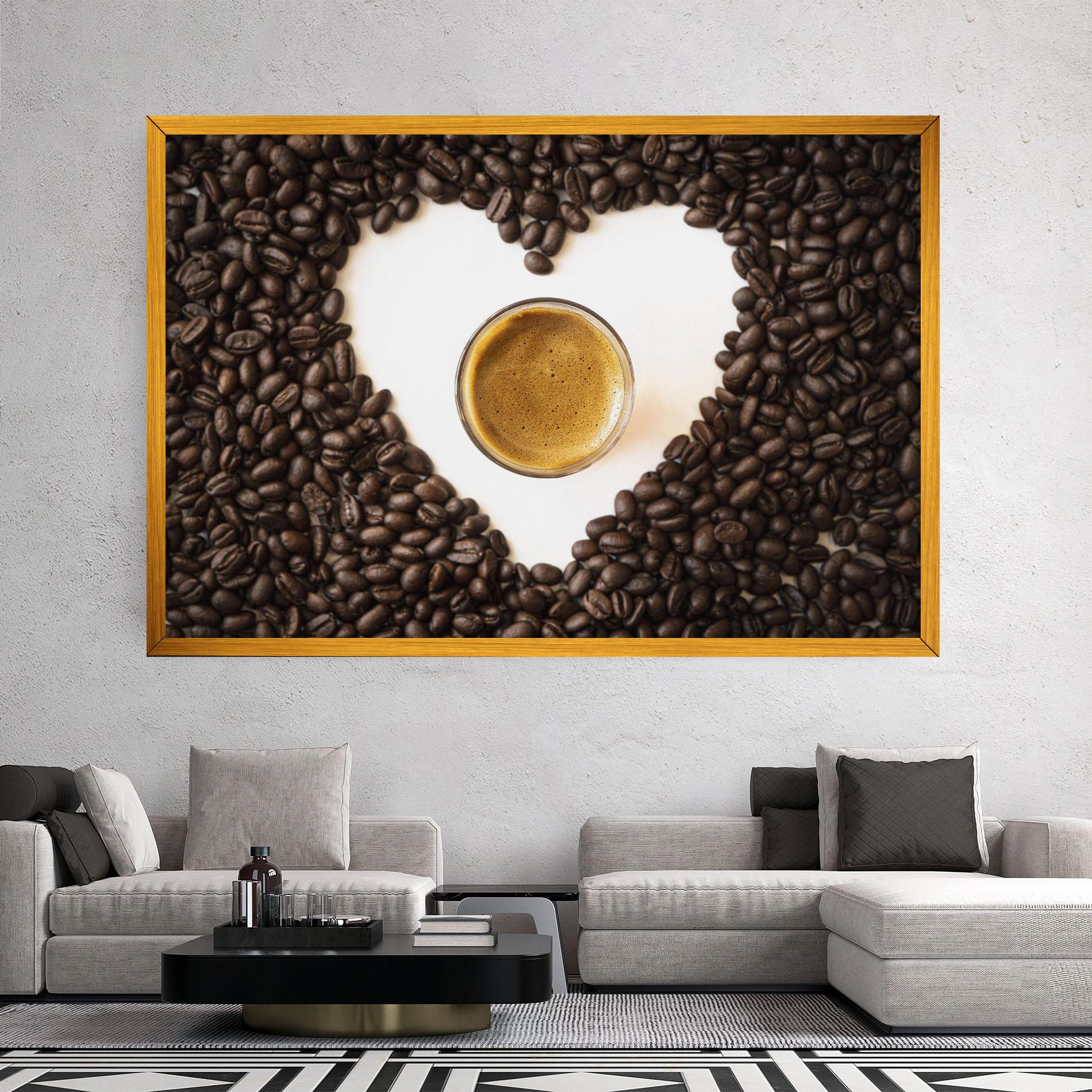Картина на платно Coffee Bean Heart mockup 2