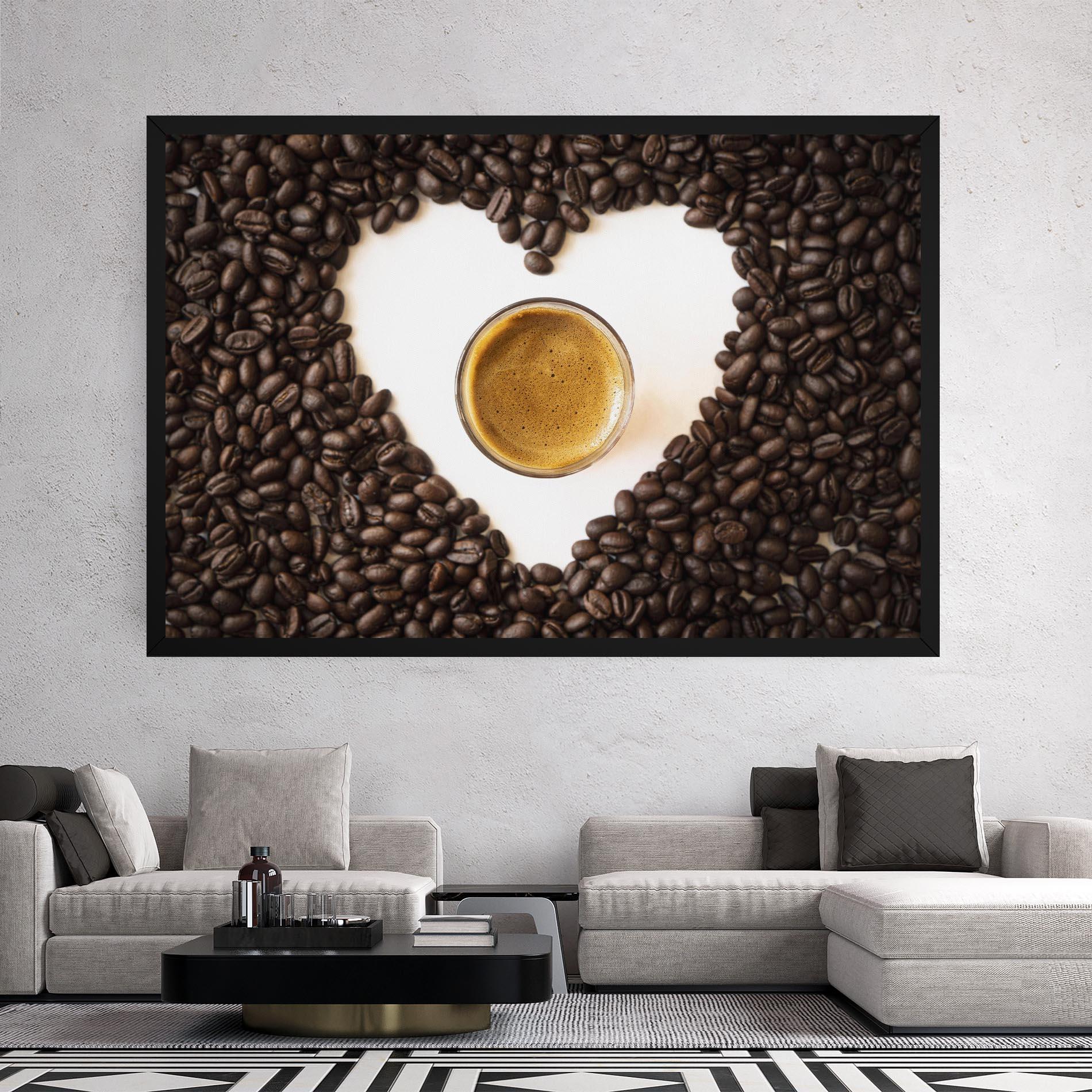 Картина на платно Coffee Bean Heart mockup 2