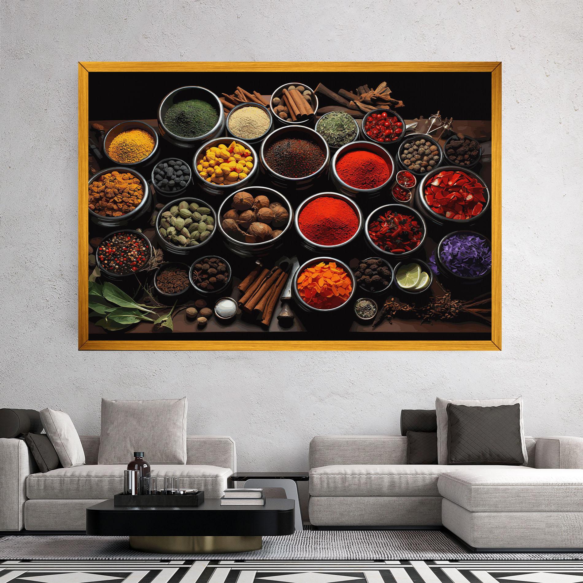 Картина на платно Colorful Herbs Art mockup 2