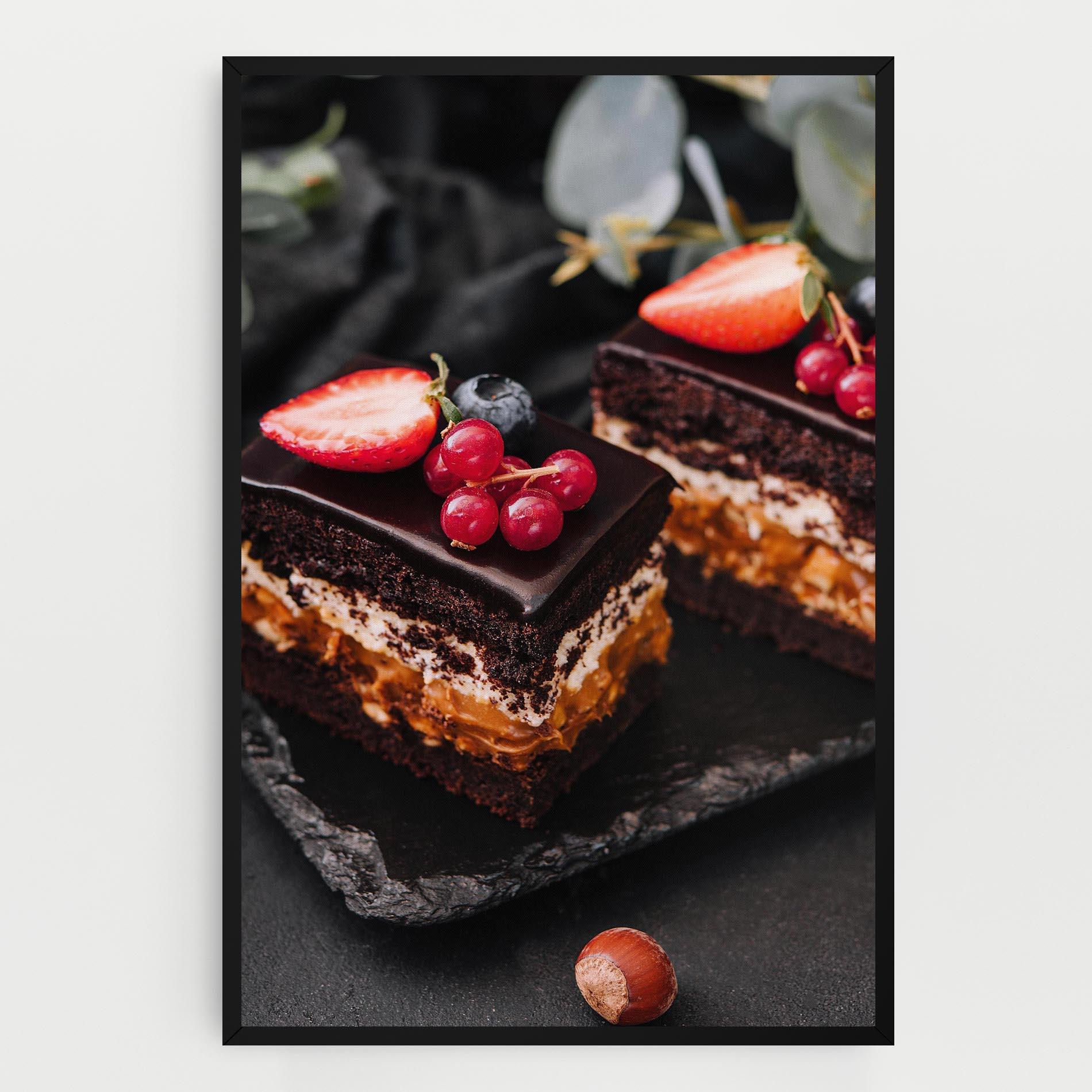 Картина на платно Chocolate Berries Cake mockup 0