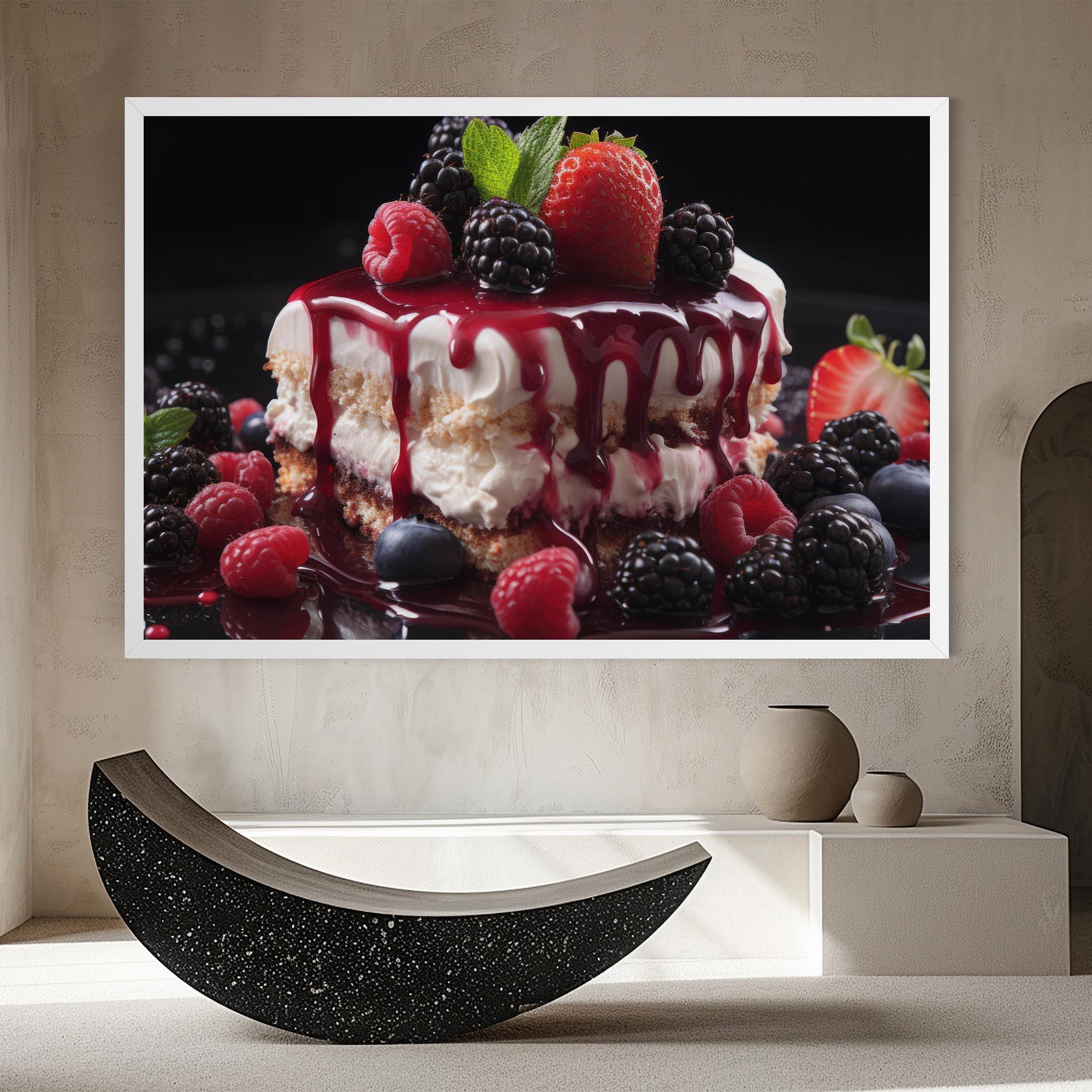 Картина на платно Berries Cream Dessert mockup 8