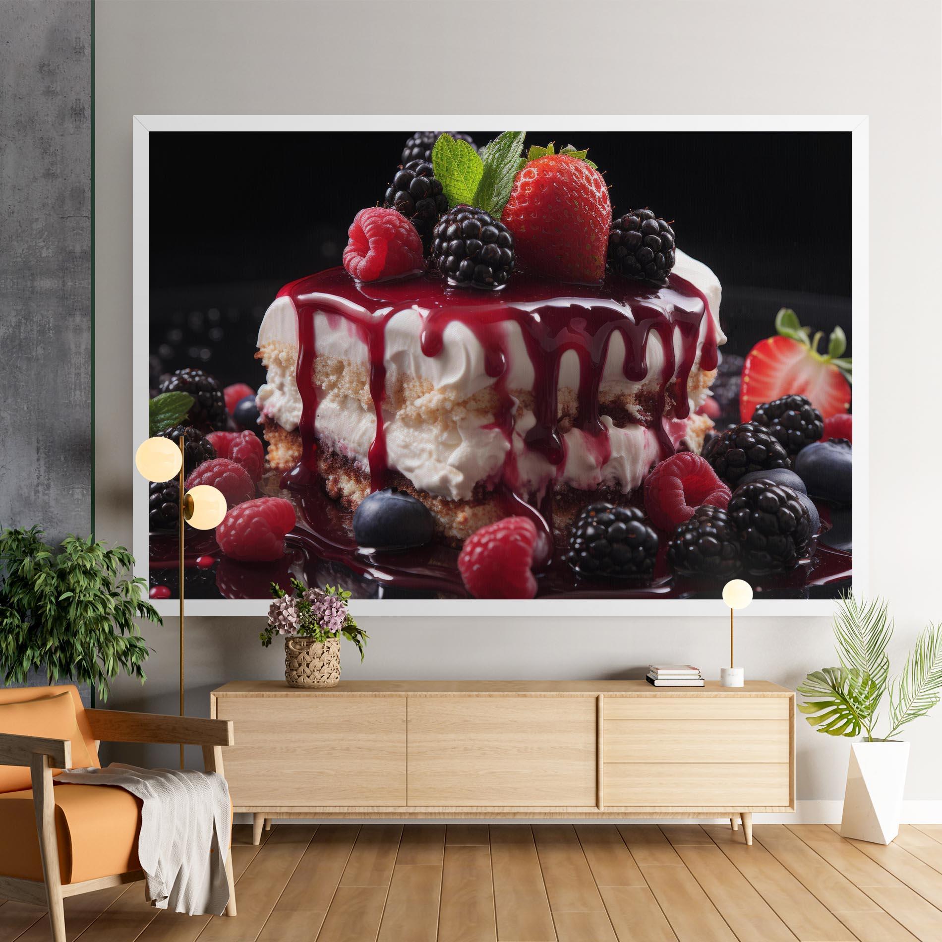 Картина на платно Berries Cream Dessert mockup 9